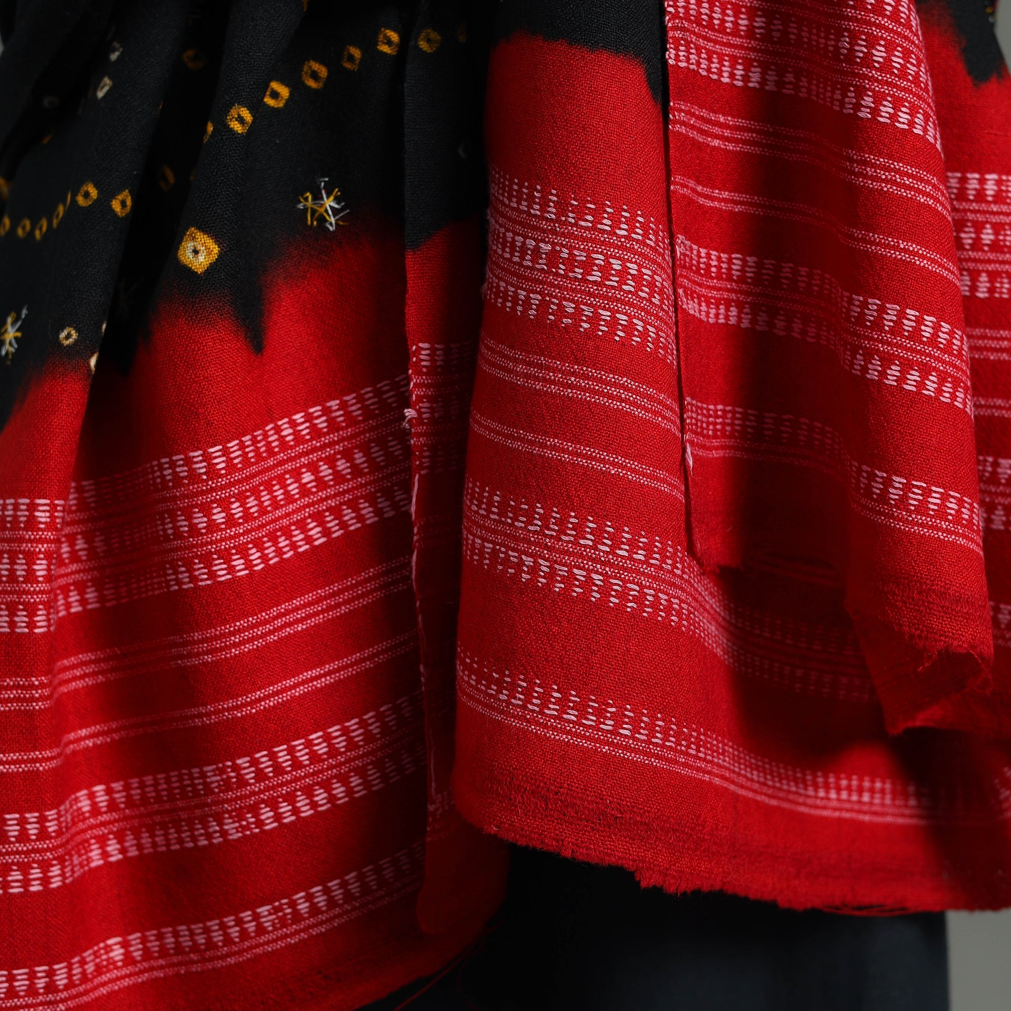 VANKAR BHIMJI KANJI Black - Mirror Work Handwoven Bagida Bandhani Wool Shawl 08 - view 5