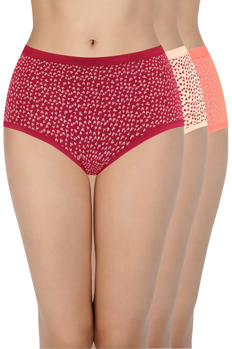 Amante High Rise Print Full Brief Panties (Pack of 3)