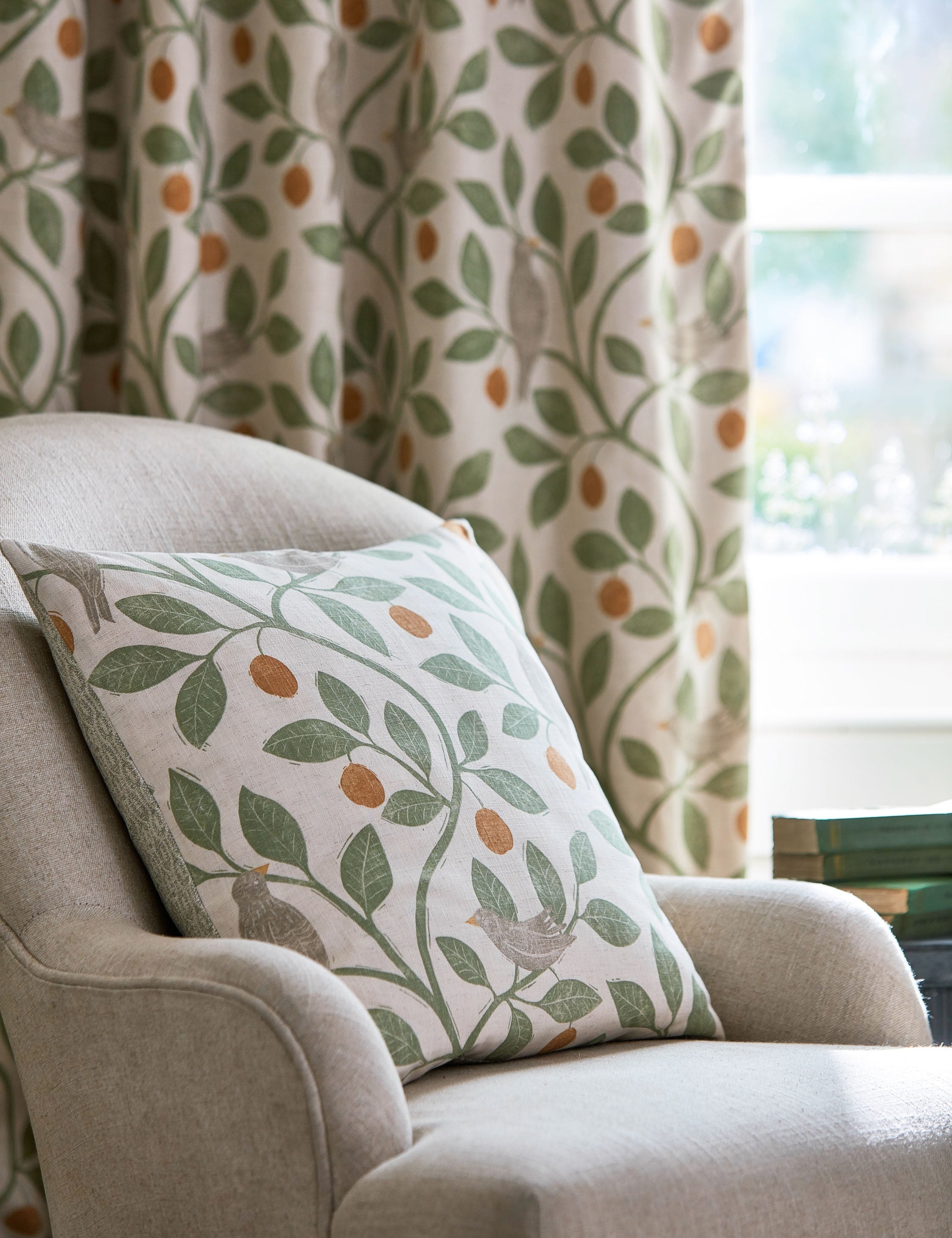 Lulu and Georgia Damson Tree Cotton Fabric by Sanderson - view 2