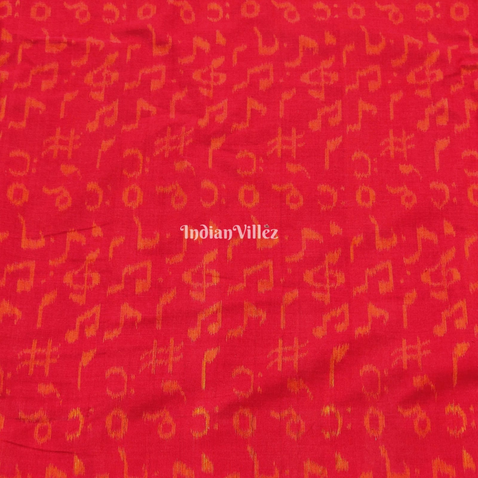 IndianVillèz Red Music Theme Sambalpuri Cotton Fabric - view 2