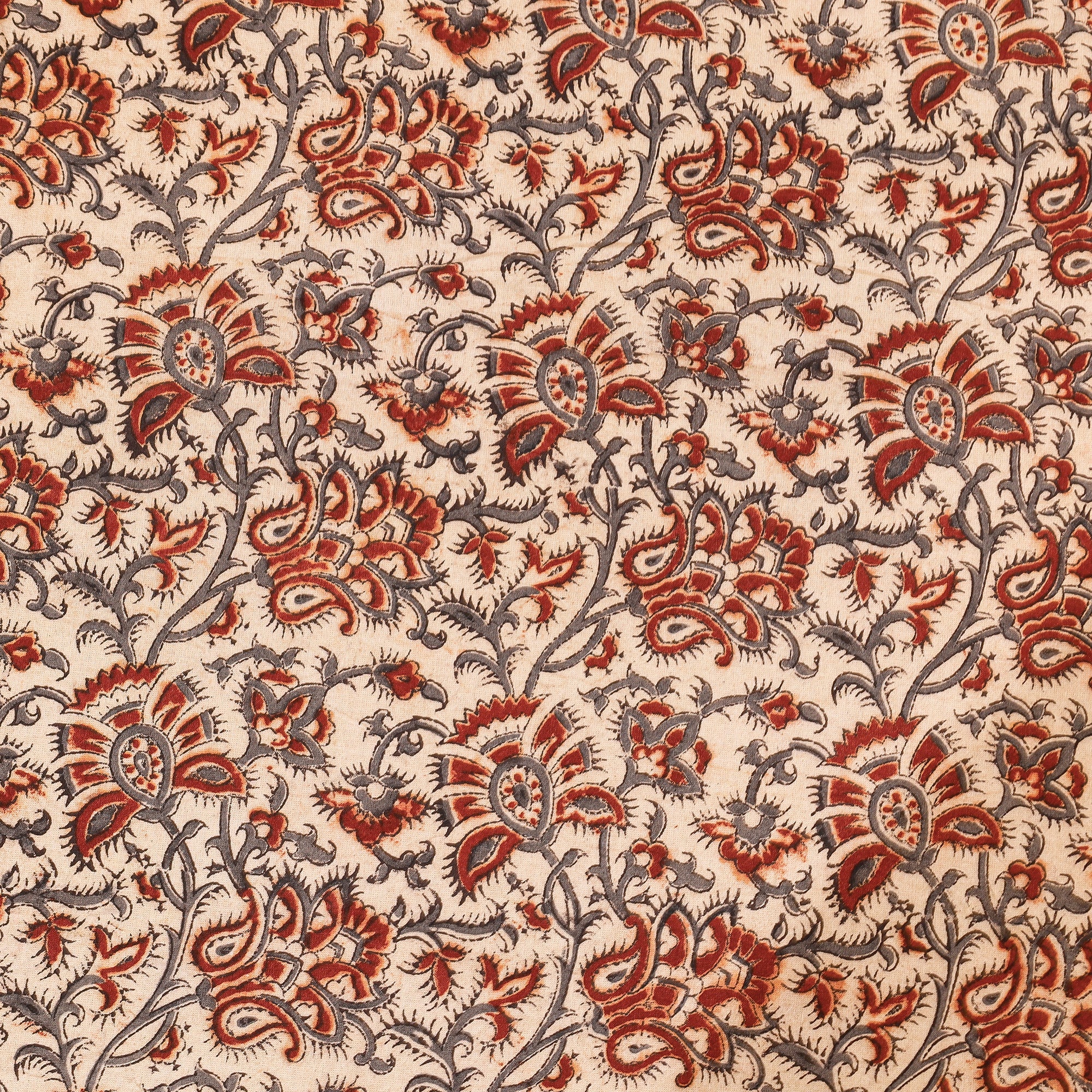 PITCHUKA SRINIVAS KALAMKARI PEDANA Beige - Pedana Kalamkari Block Printing Cotton Double Bed Cover (111 x 94 in) - view 4