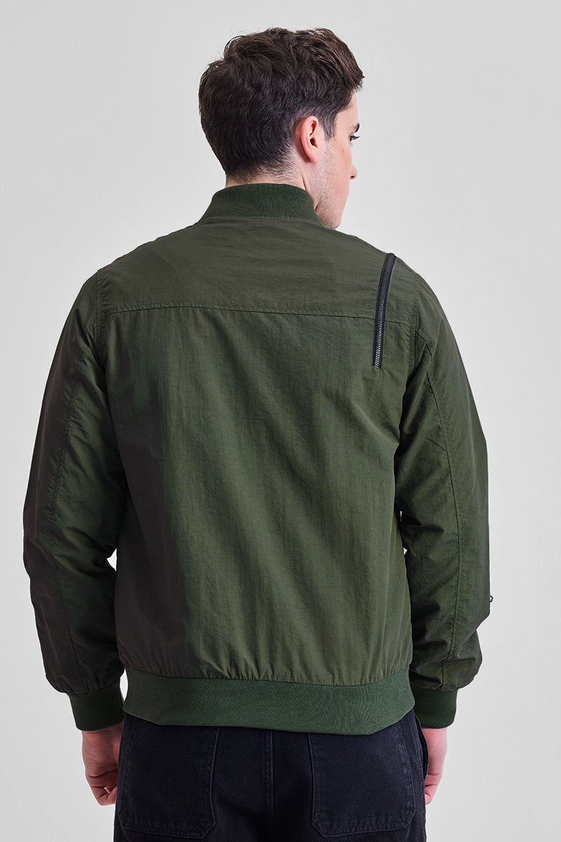 SNITCH Olive Multi-Zip Relaxed Fit Jacket - view 8