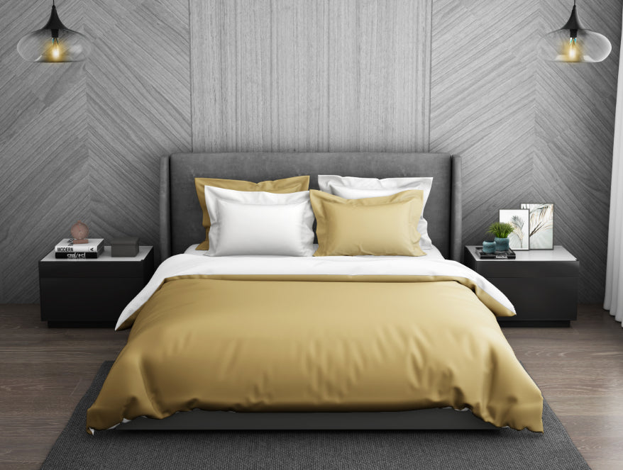 Spaces India Solid Champagne Gold - Gold 100% Cotton Double Duvet Cover - Hygro By Spaces
