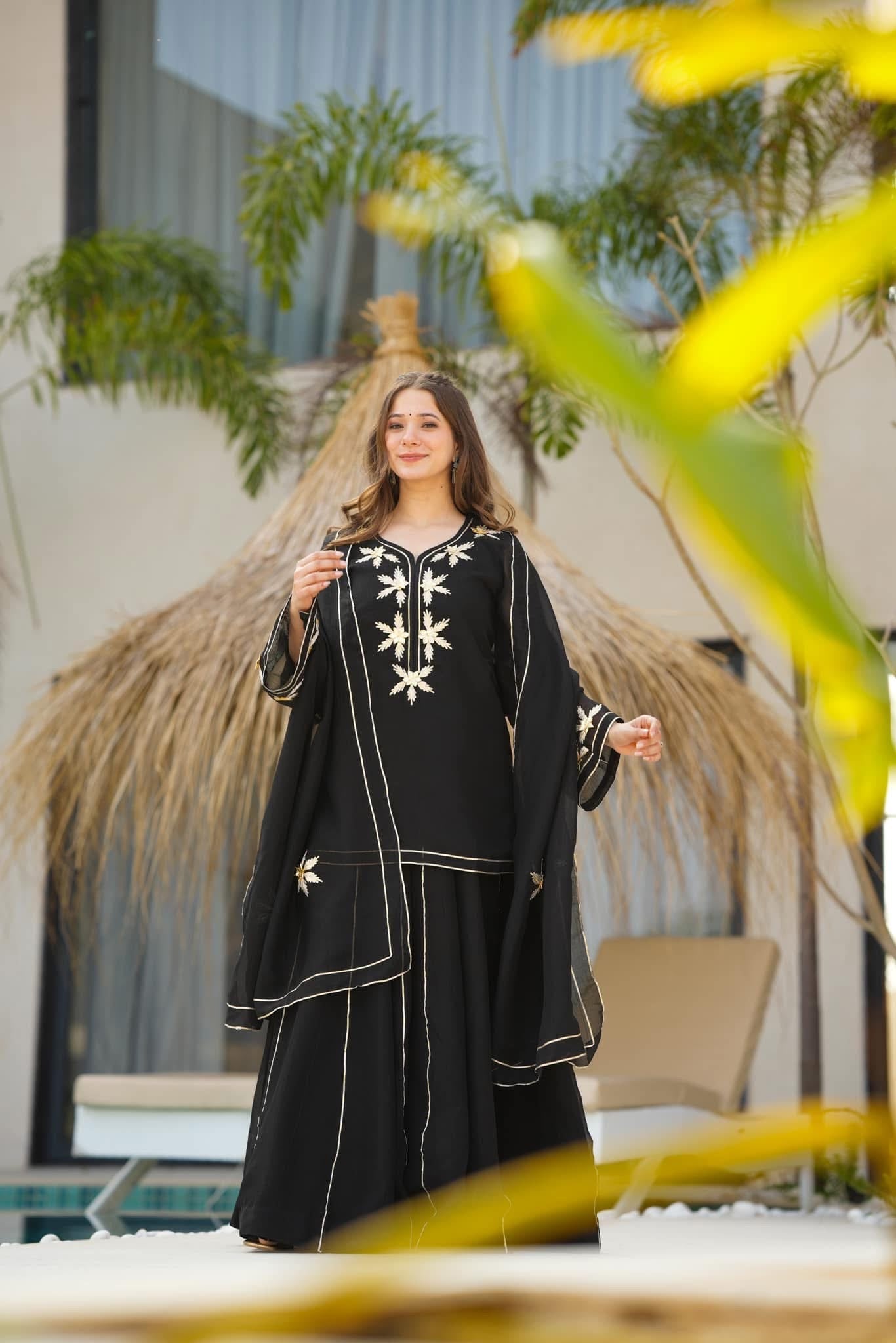 Idaho0 Heavenly Black kurta palazzo set