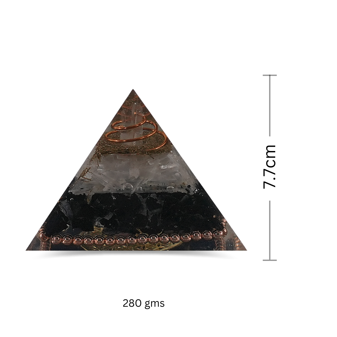 Gemsmantra Black Tourmaline & Selenite Orgonite Pyramid/Orgone Pyramid - view 3
