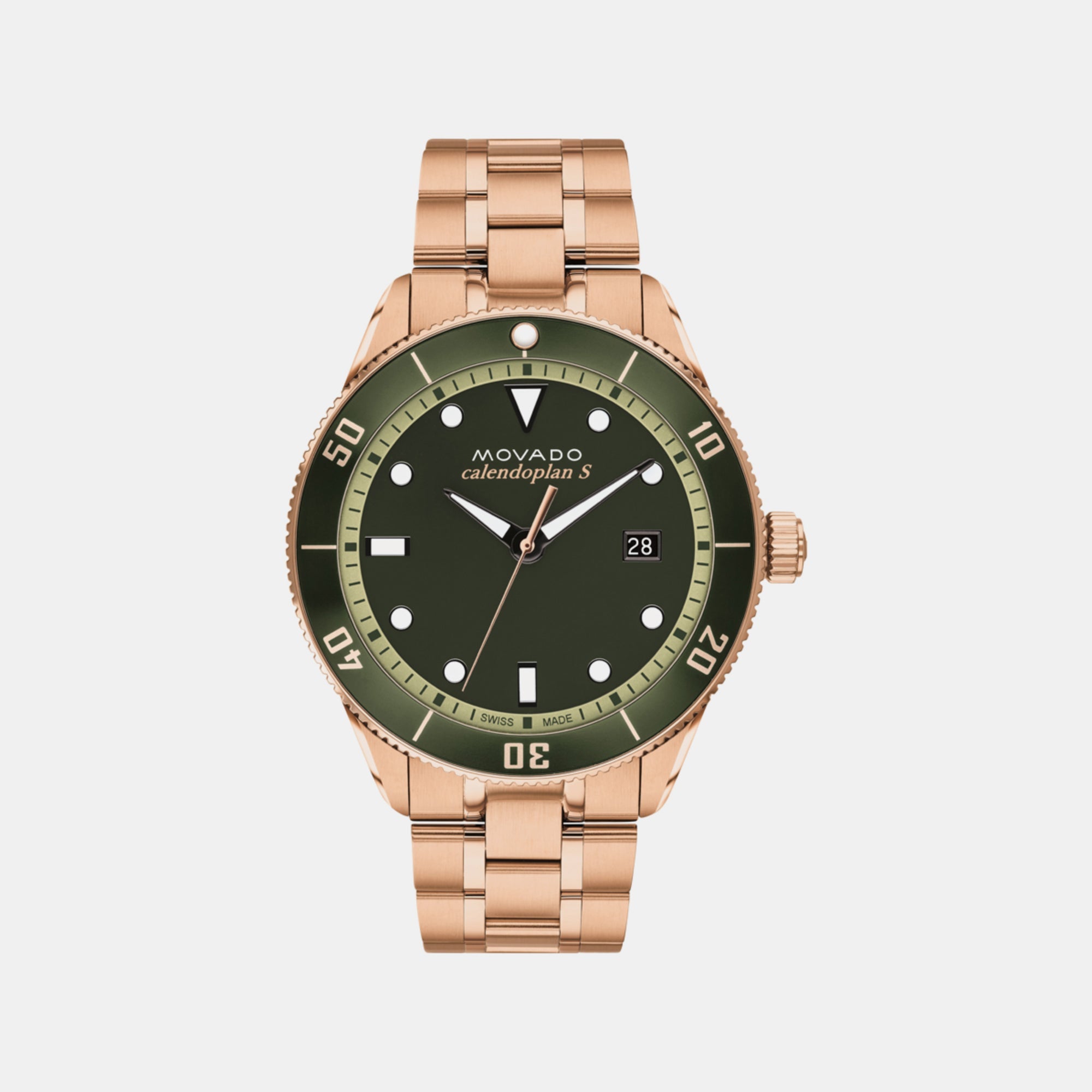 Movado Heritage Men Quartz Green Dial Analog Stainless Steel Watch 3650186