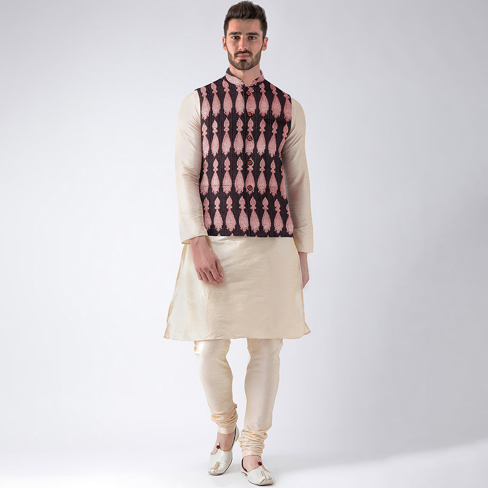ITOKRI CASUALS Black - Men Nehru Jacket in Bagh Block Printing - view 2