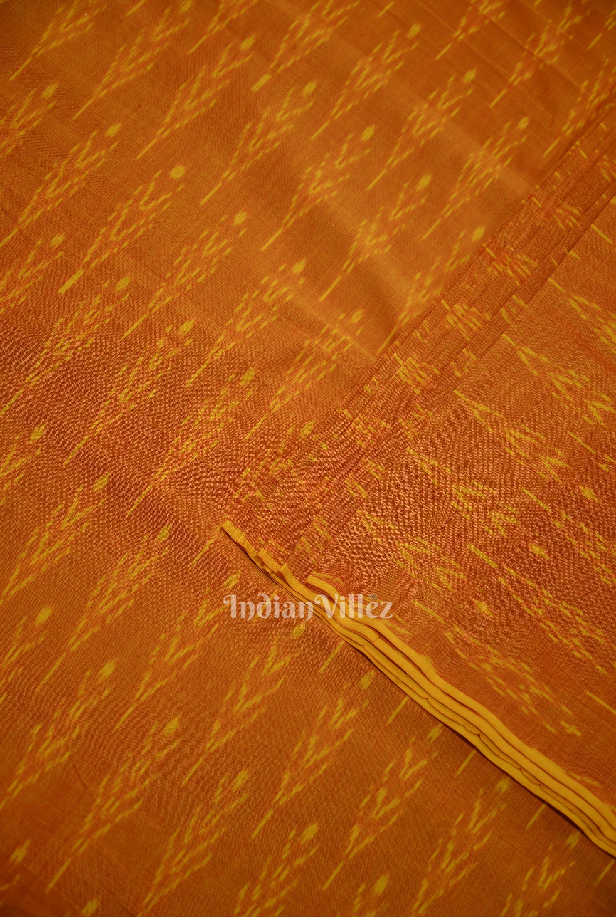 IndianVillèz Deep Orange Pochampally Ikat Cotton Fabric - view 2