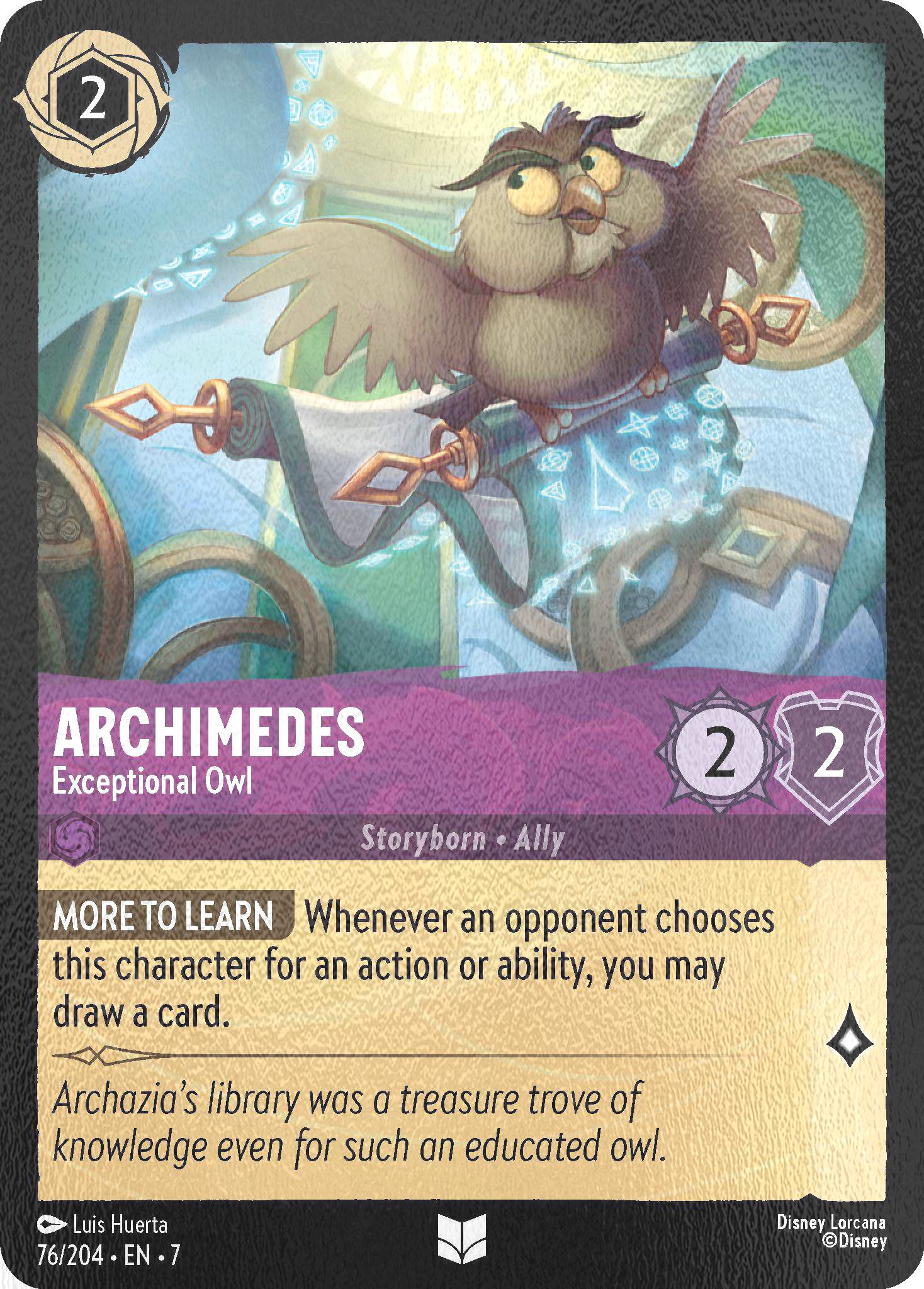 Island cold foil – Lorcana Archimedes - Exceptional Owl - 76/204 [Archazia's Island] [Cold Foil]