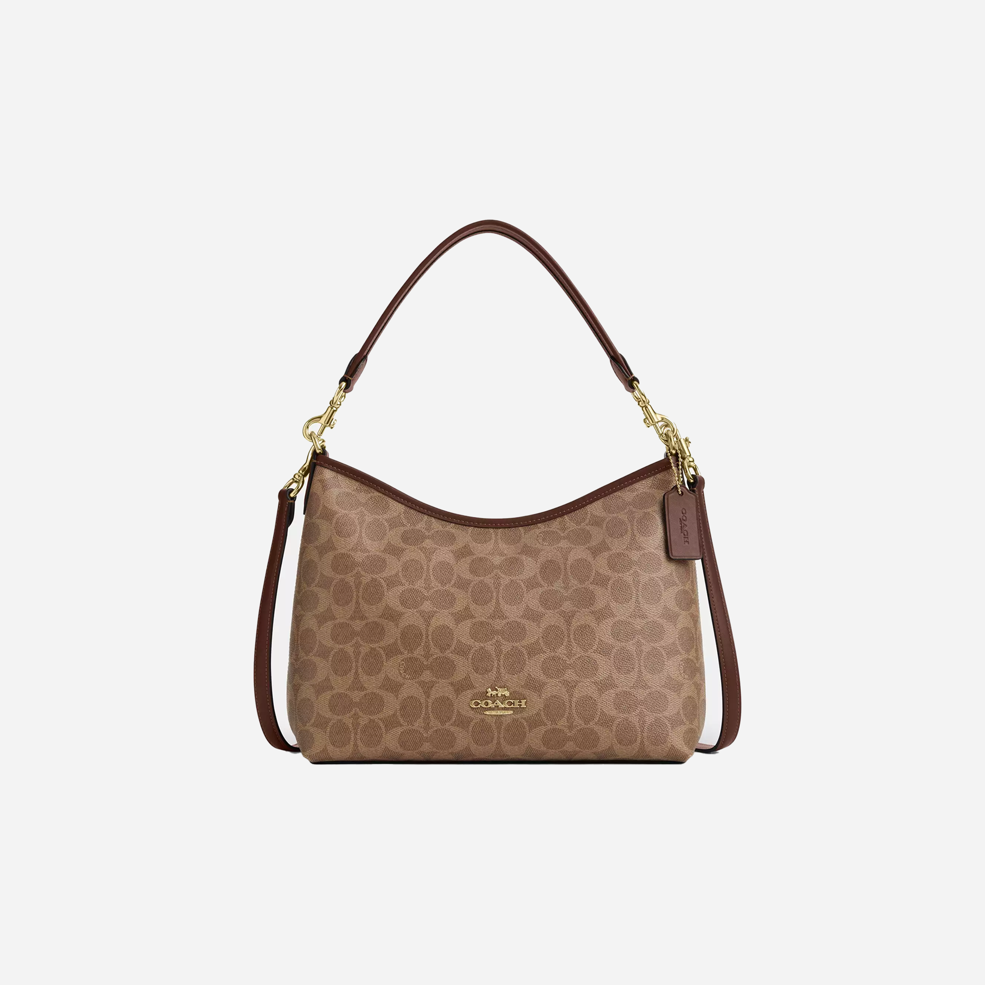 COACH Laurel Shoulder Bag In Signature Canvas Gold/Tan/Brown