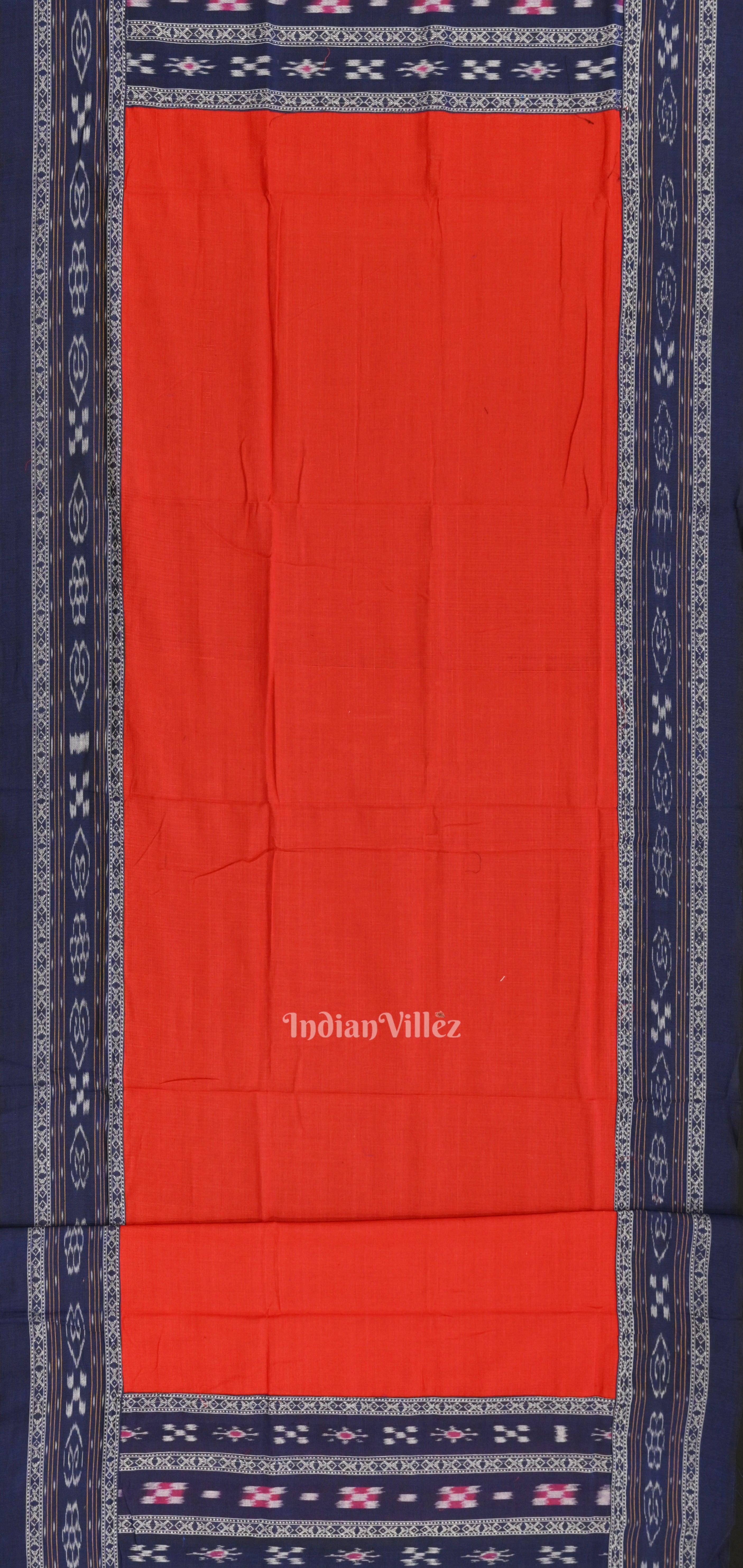 IndianVillèz Blue Red Pasapali Bandha Sambalpuri Cotton Dress set & Dupatta - view 4