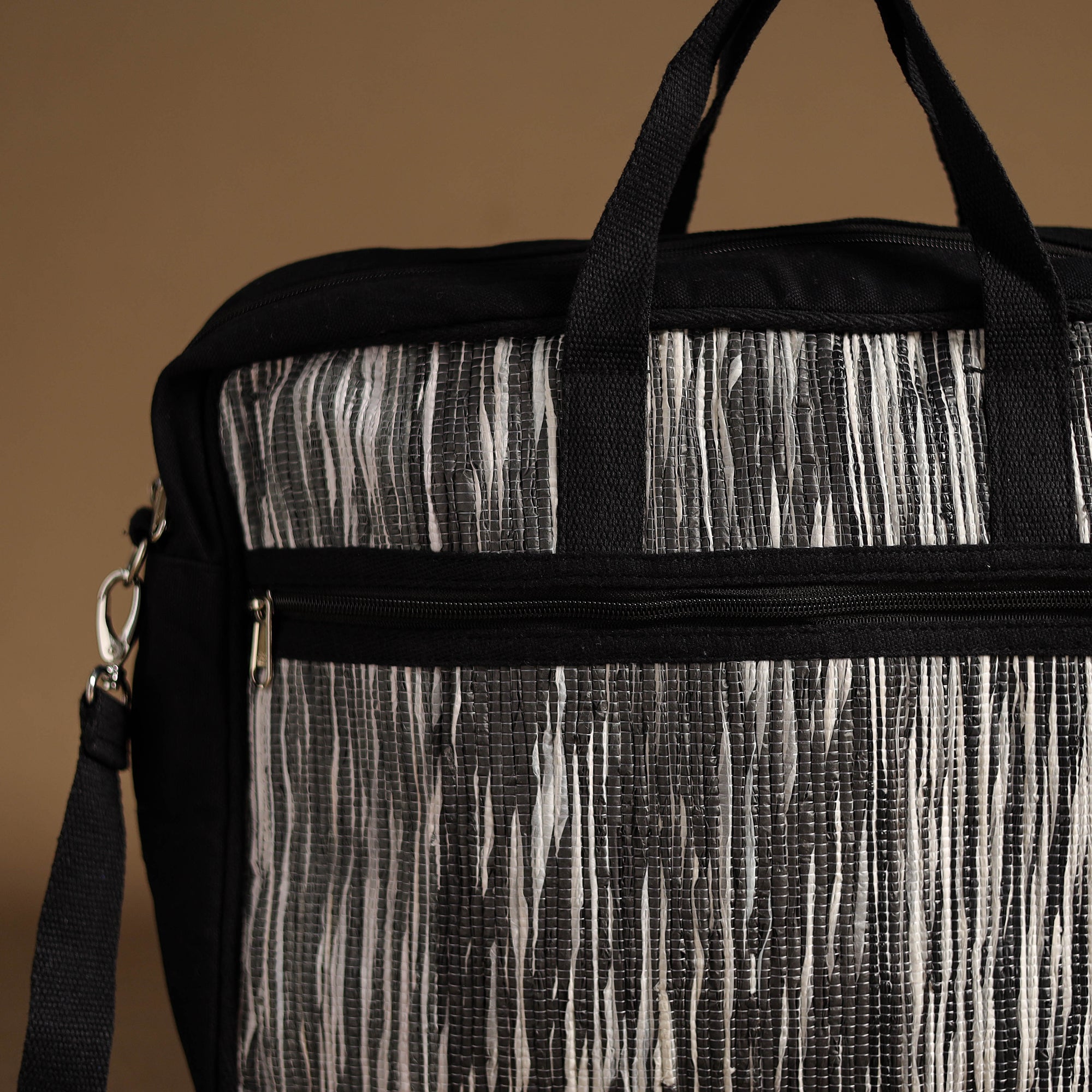 ECOKAARI Black - Handcrafted Upcycled Woven Laptop Bag 06 - view 2