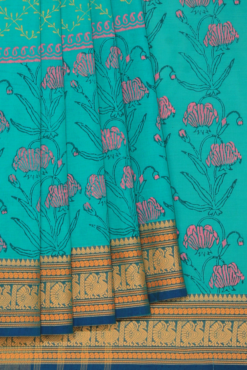 Kalanjali Ethnics Hand block printed cotton saree - view 2