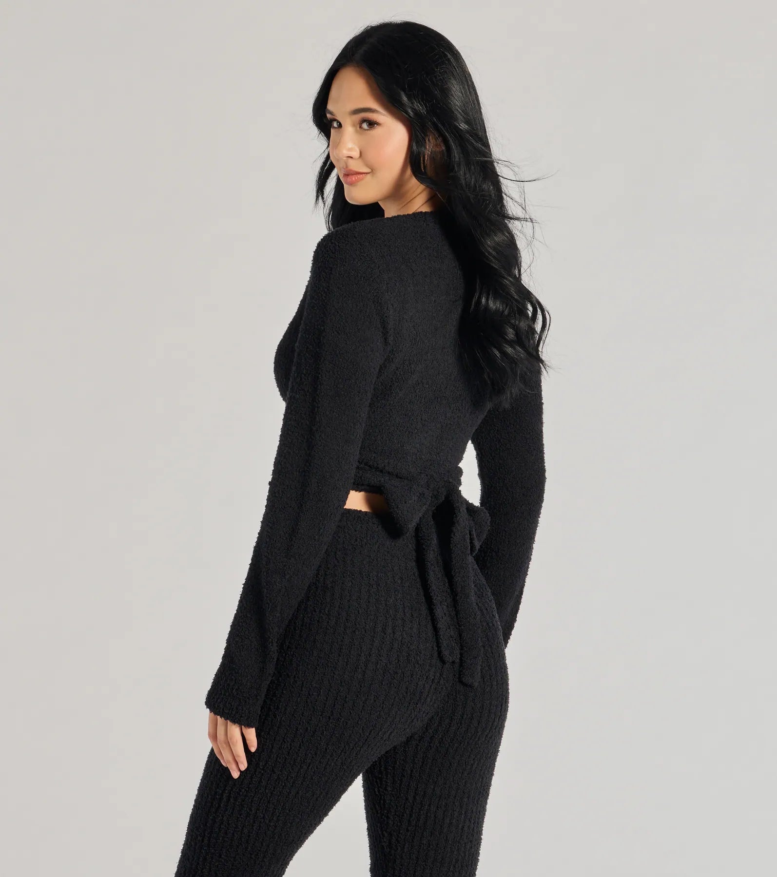 Windsor Cozy Life Chenille Knit Wrap-Front Crop Top - view 6