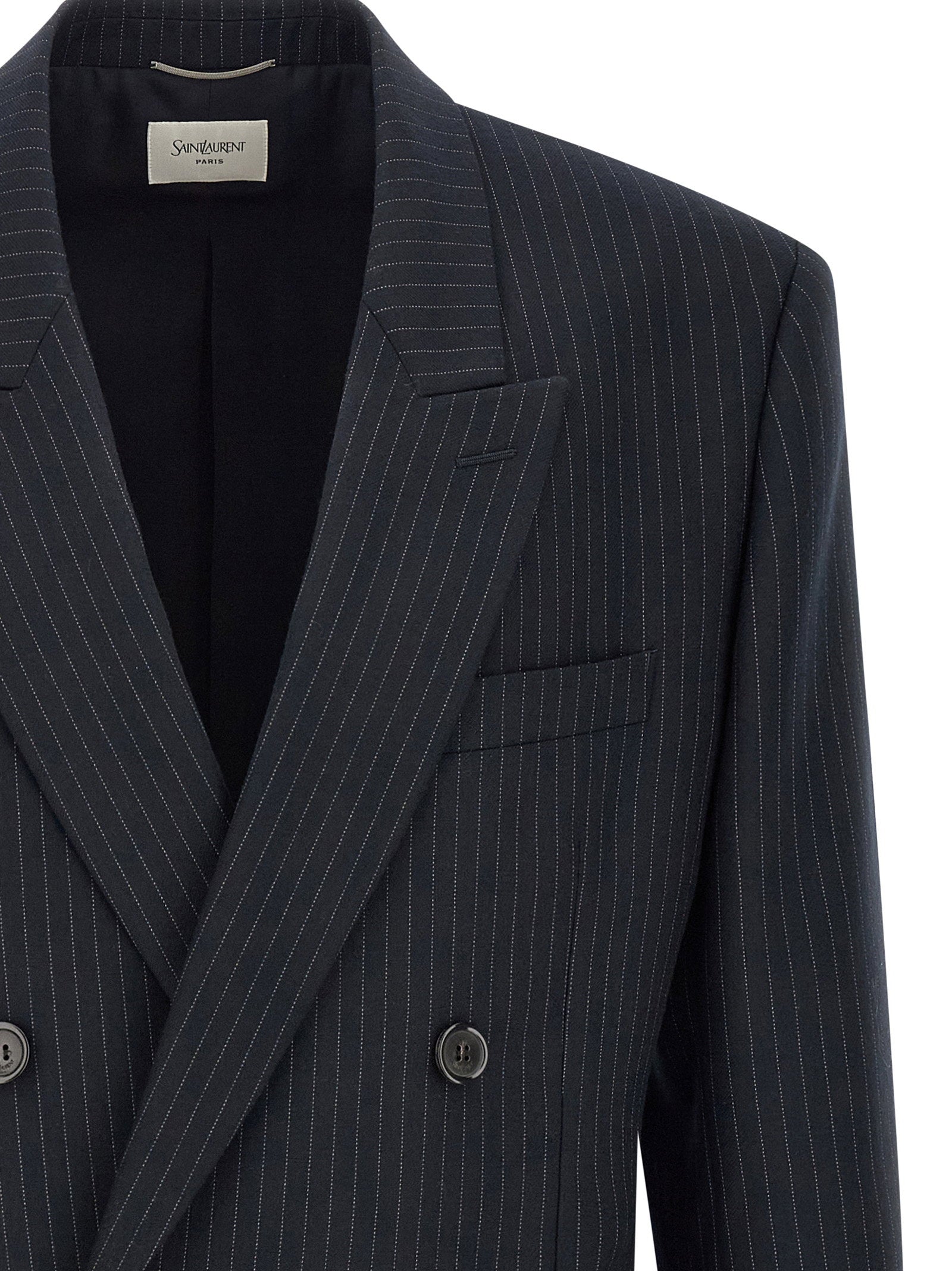 Saint Laurent Pinstriped Double-breasted Blazer - view 3
