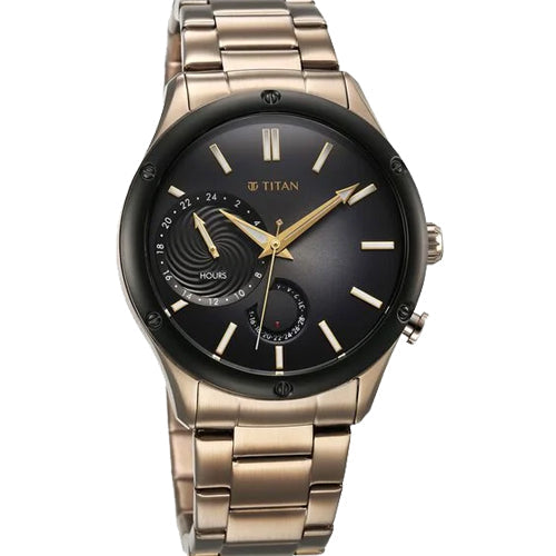 Titan Stellar Multifunction Brown Dial Brown Stainless Steel Strap Watch For Men 42.2mm NS10009KM03 - view 2