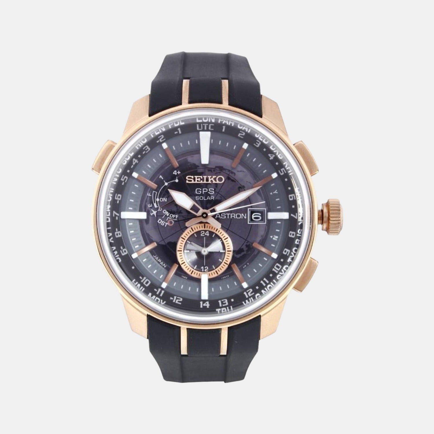 Seiko Astron Men Quartz Black Dial Analog Silicone Watch SAS032J1
