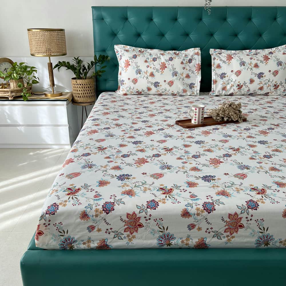 Urban Space -Home Furnishing Store Cotton Bedsheet + AC Blanket Combo Pack - (Combo 15 - Paradise Peach and Blue + Egypt) - view 5