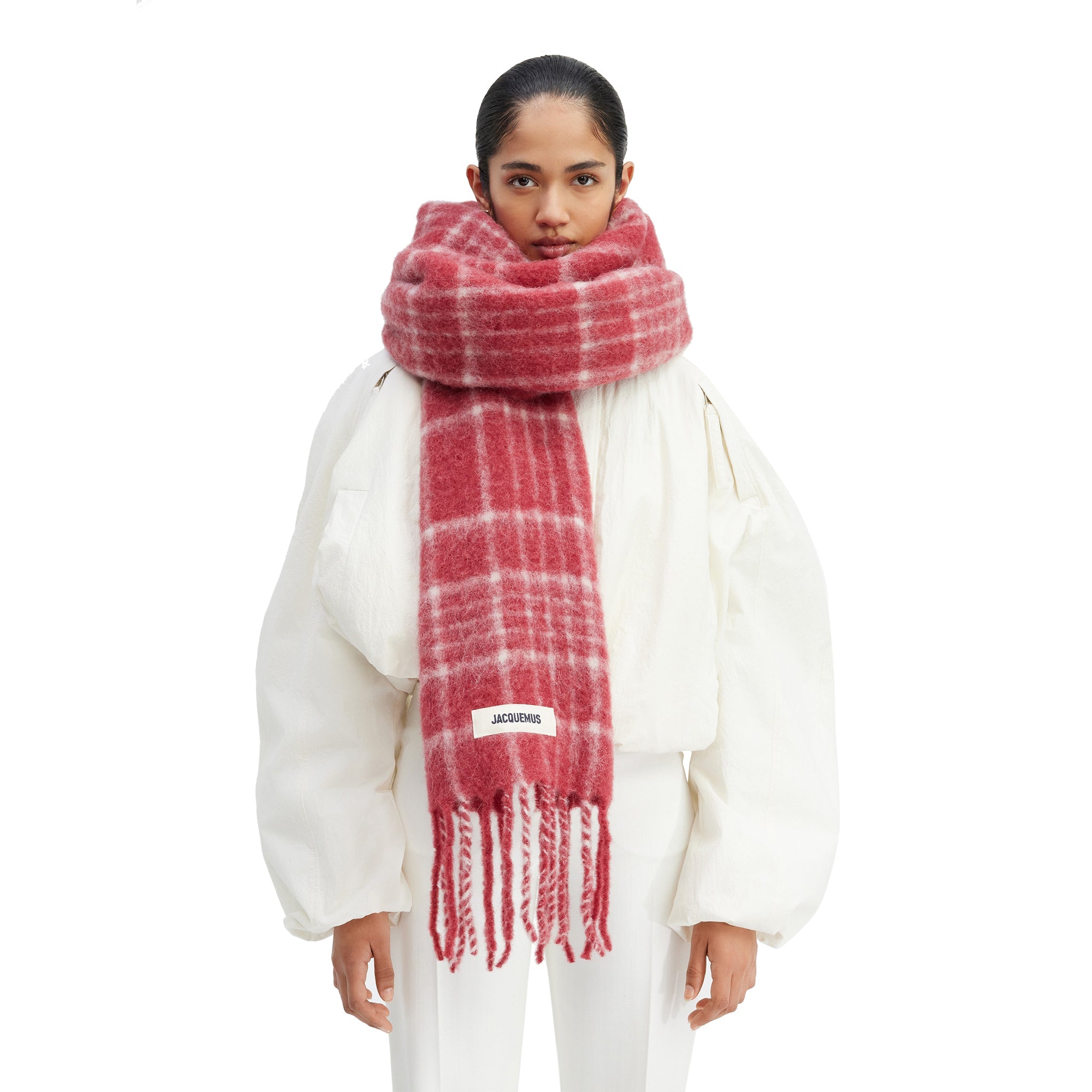Jacquemus L'echarpe Carro Checked Red Scarf - view 2