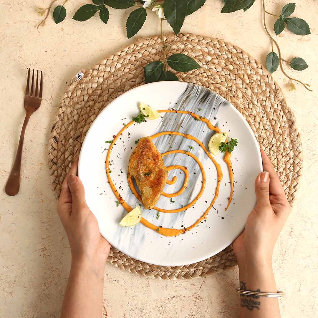 Wonderchef Teramo Stoneware 10" Dinner Plate - Marble White (Set of 2) - view 3