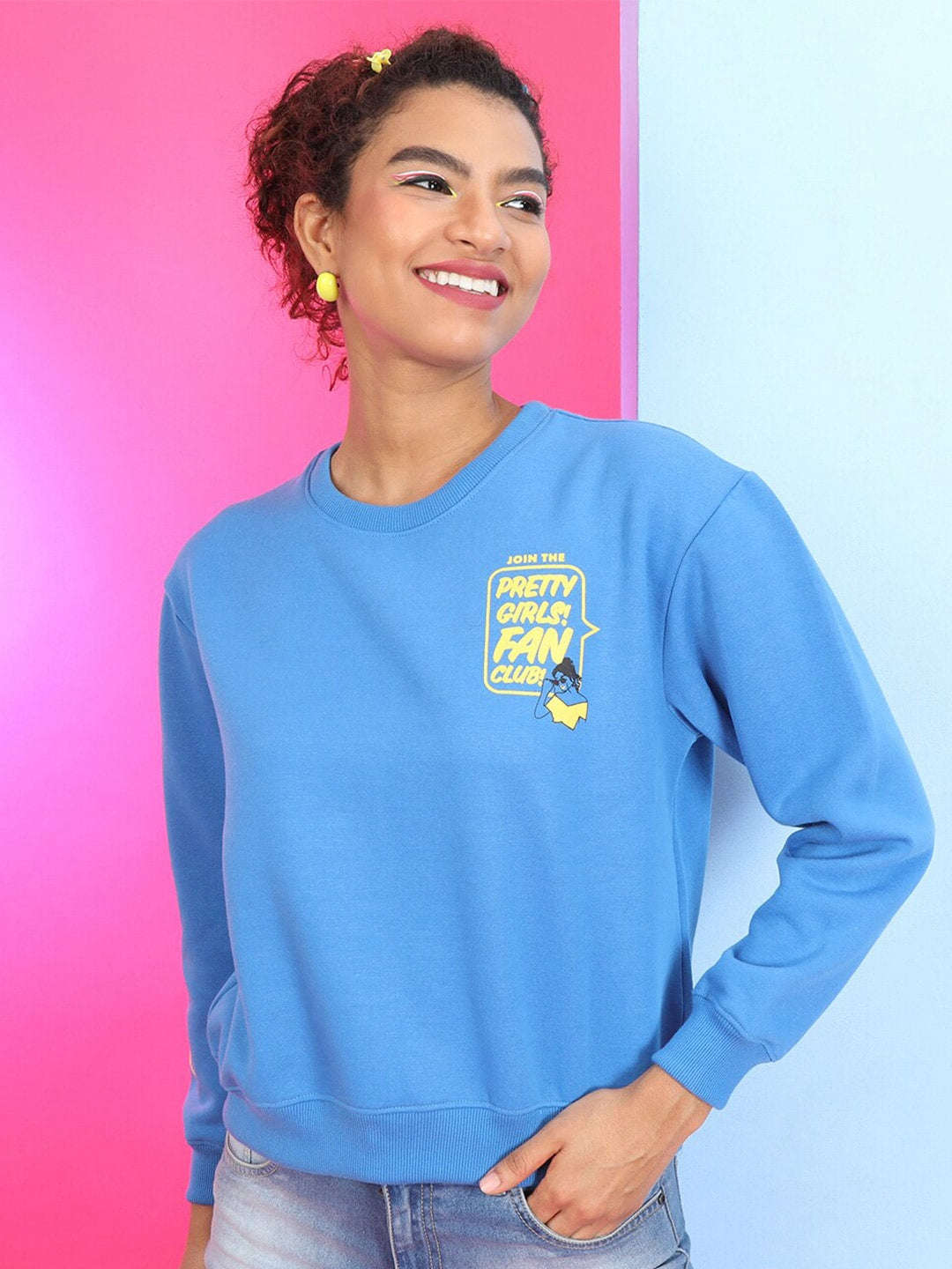 Freehand By The Indian Garage Co Women's Back Printed Regular Fit Sweatshirt