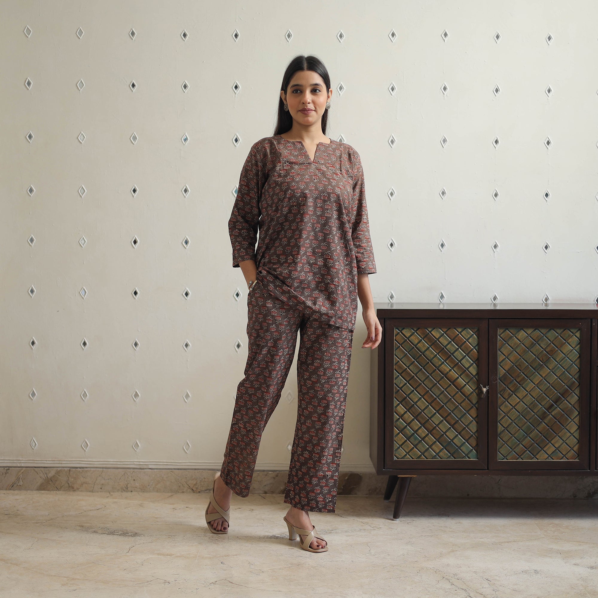 ITOKRI CASUALS Brown - Block Printed Cotton Ajrakh Co-ord Set 20 - view 2