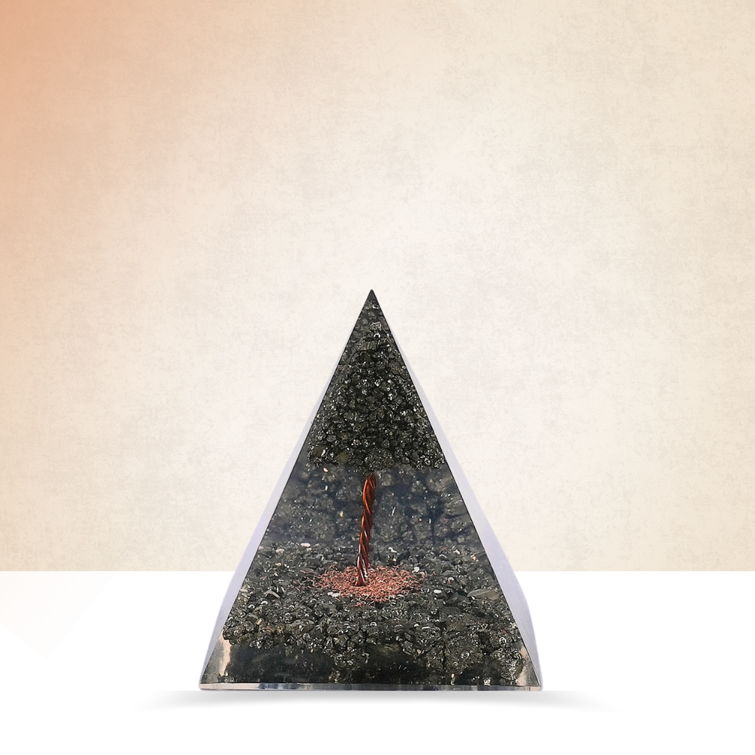 Gemsmantra Pyrite Tree Orgonite Nubian Pyramid/Orgone Pyramid