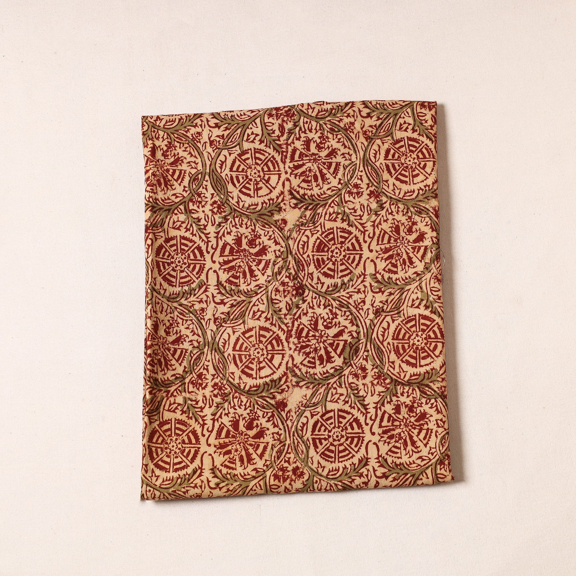 SOUTH KARGHA Beige - Kalamkari Block Printed Cotton Precut Fabric (1.4 Meter)