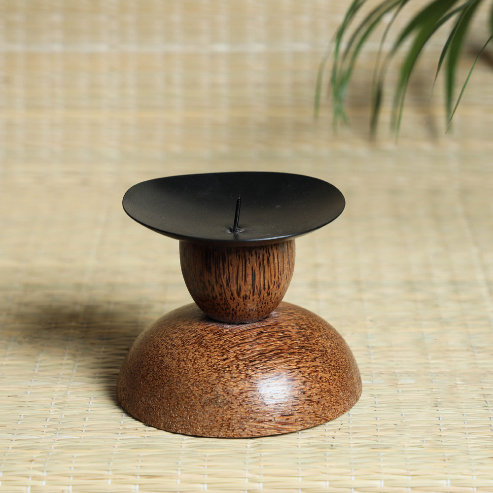 ITOKRI CRAFTS INITIATIVE Hand Carved Coconut Wood Kuja Candle Stand