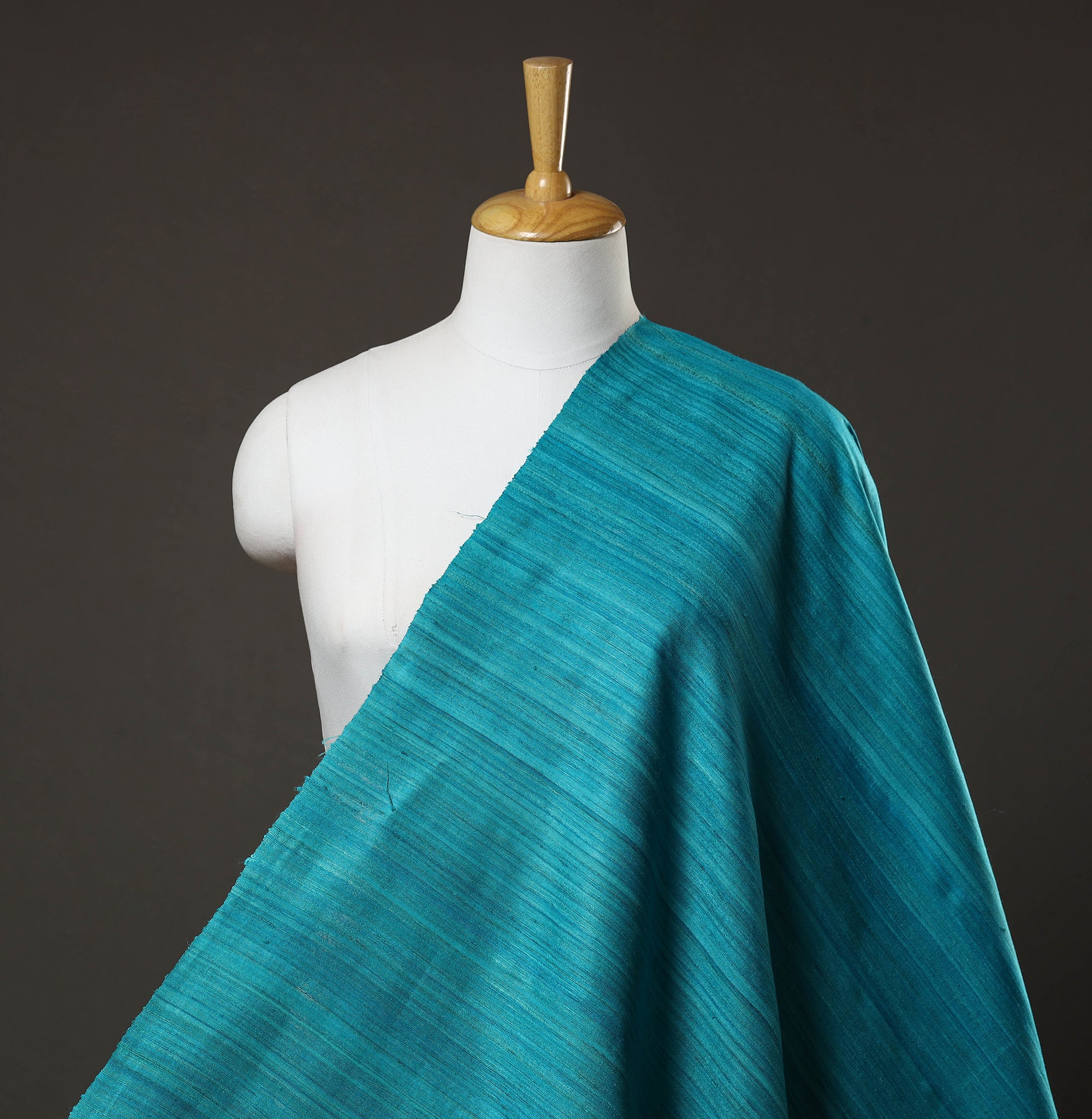 ITOKRI CRAFTS INITIATIVE Blue - Authentic Handwoven Tussar Silk Bhagalpuri Fabric 15