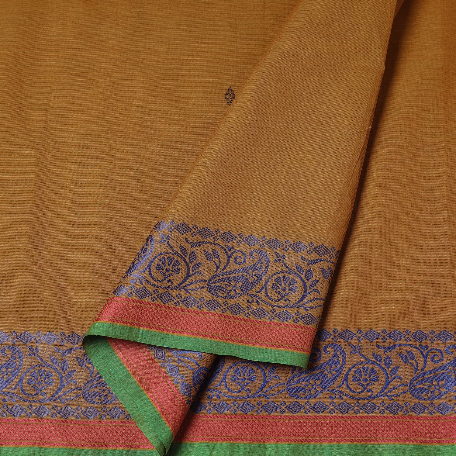 SOUTH KARGHA Brown - Kanchipuram Cotton Buti Fabric with Thread Border - view 2