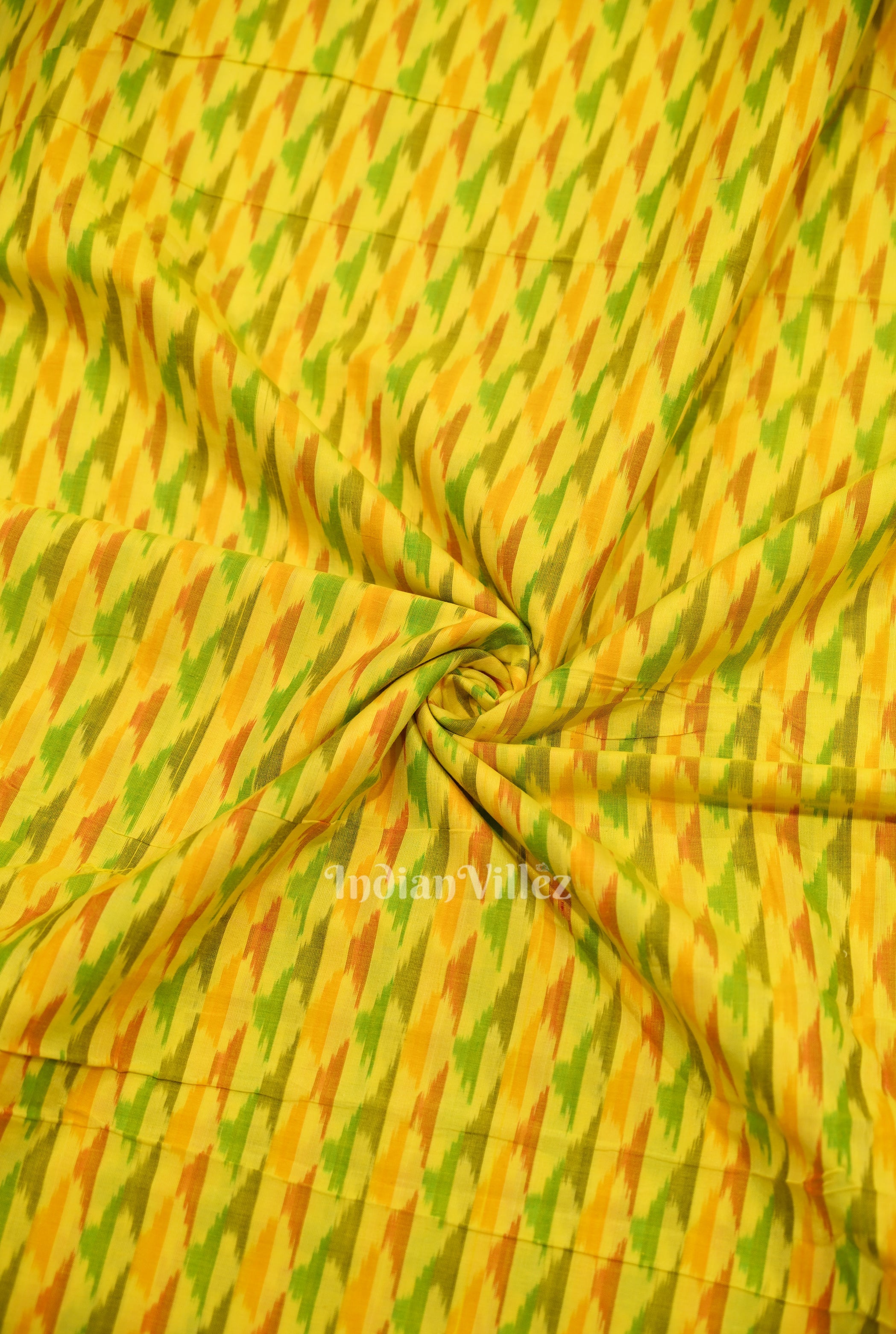 Cotton sico fabric – IndianVillèz Yellow Pochampally Ikat Silk Cotton (Sico) Fabric