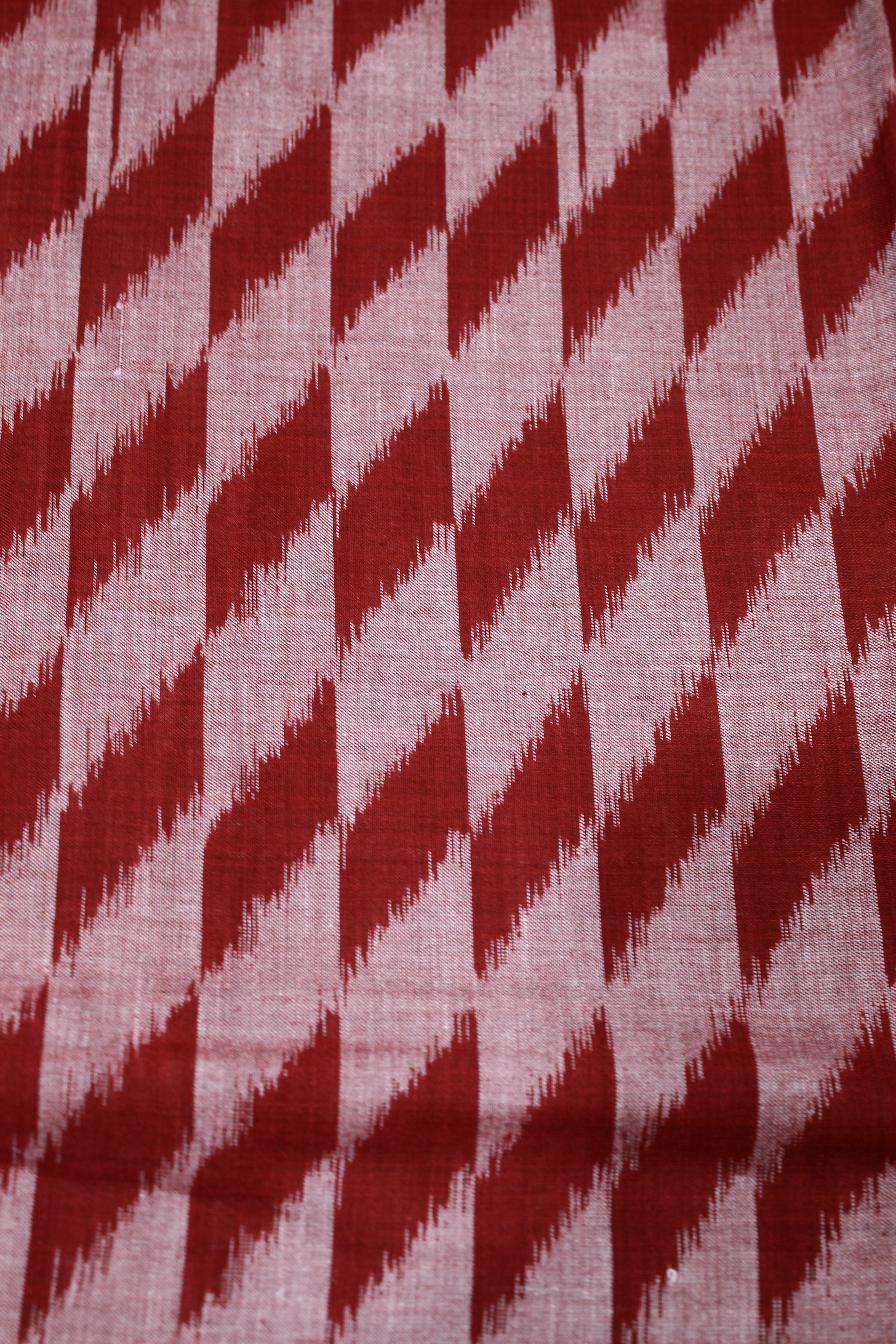 IndianVillèz Red Silver Sambalpuri Ikat Cotton Fabric - view 2