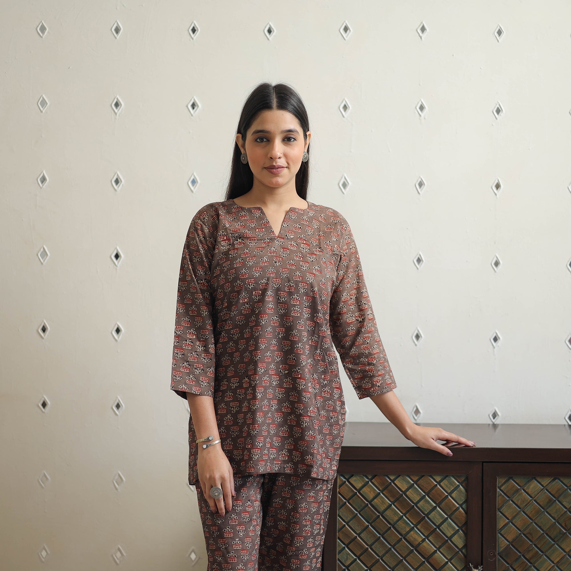 ITOKRI CASUALS Brown - Block Printed Cotton Ajrakh Co-ord Set 20