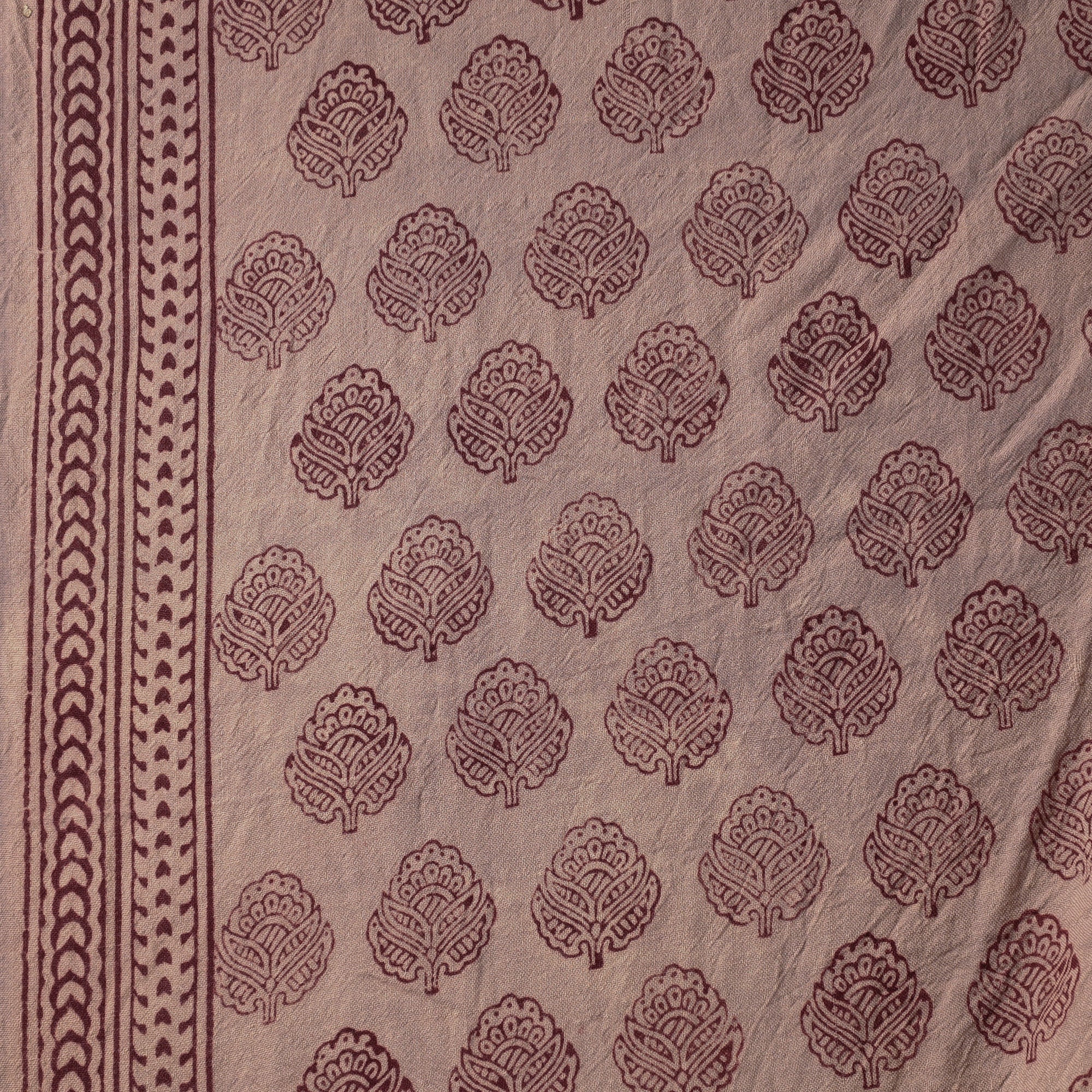BAGH PRINTS BY UMAR FARUK KHATRI Beige - Bagh Block Printed Merino Wool Handloom Fabric - view 4