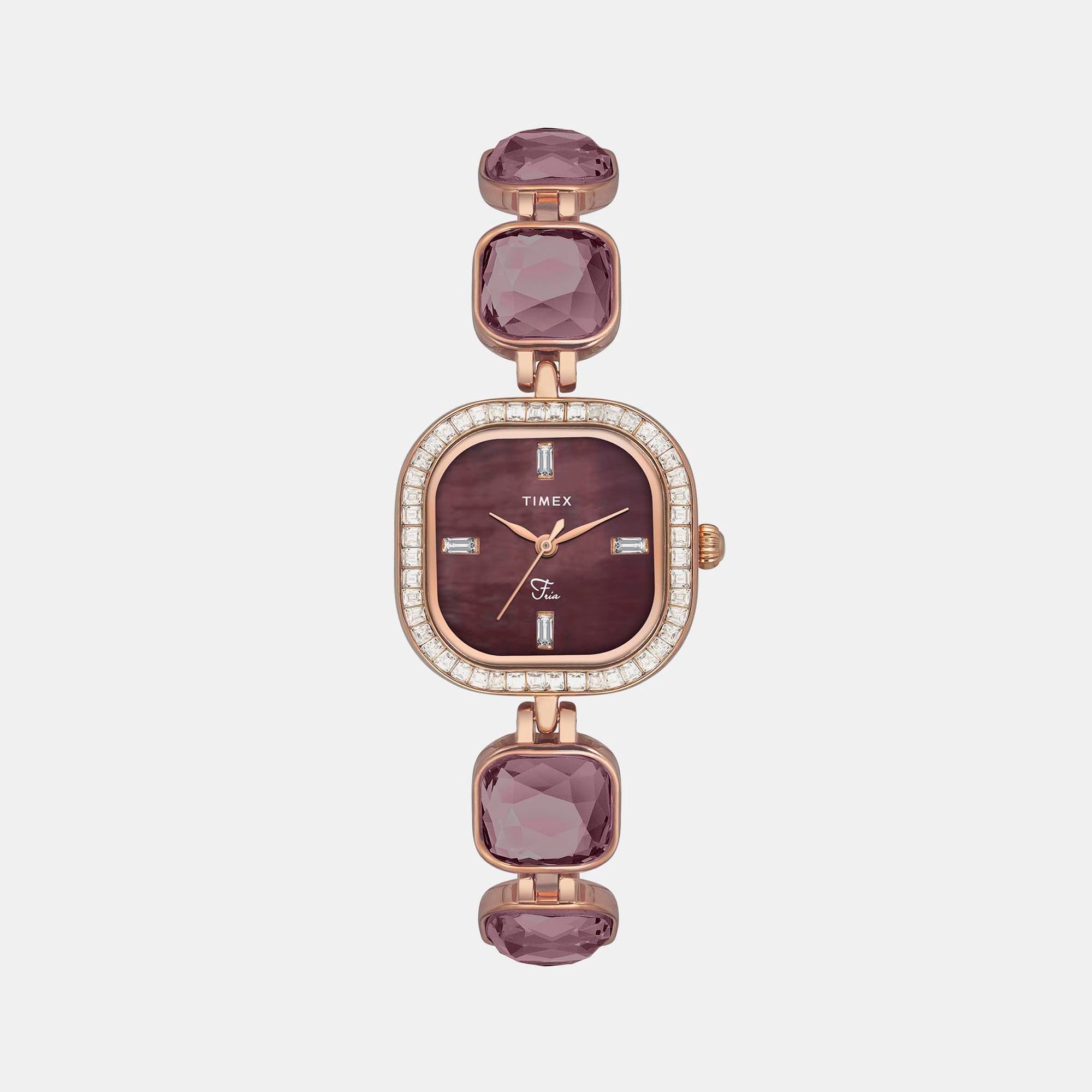 Timex Fria Women Quartz Mother Of Pearl Dial Analog Brass Watch TWEL17102