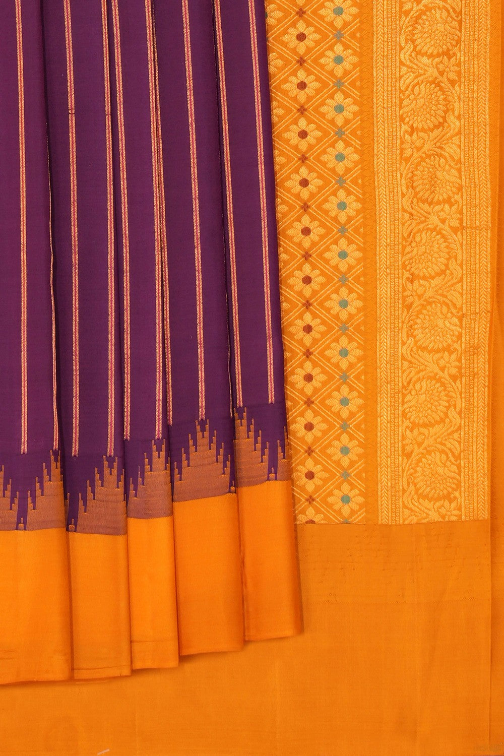 Kalanjali Gadwal Silk Violet Saree – Women's