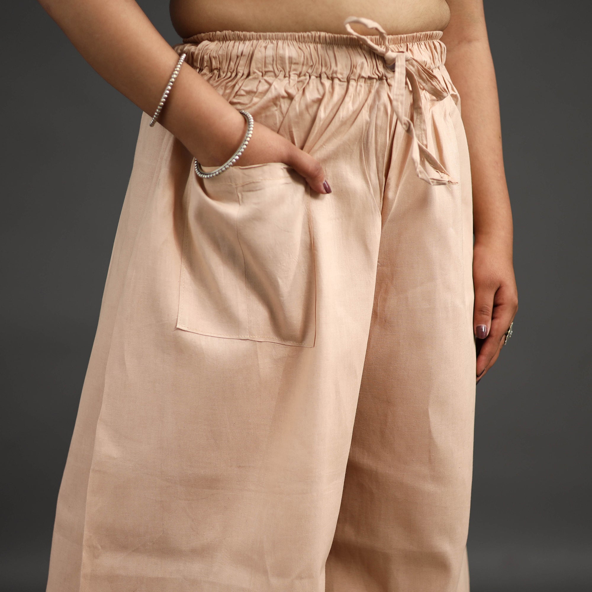 ASALKAAR Beige - Kantha Hand Embroidery Palazzo in Cotton 56 - view 3