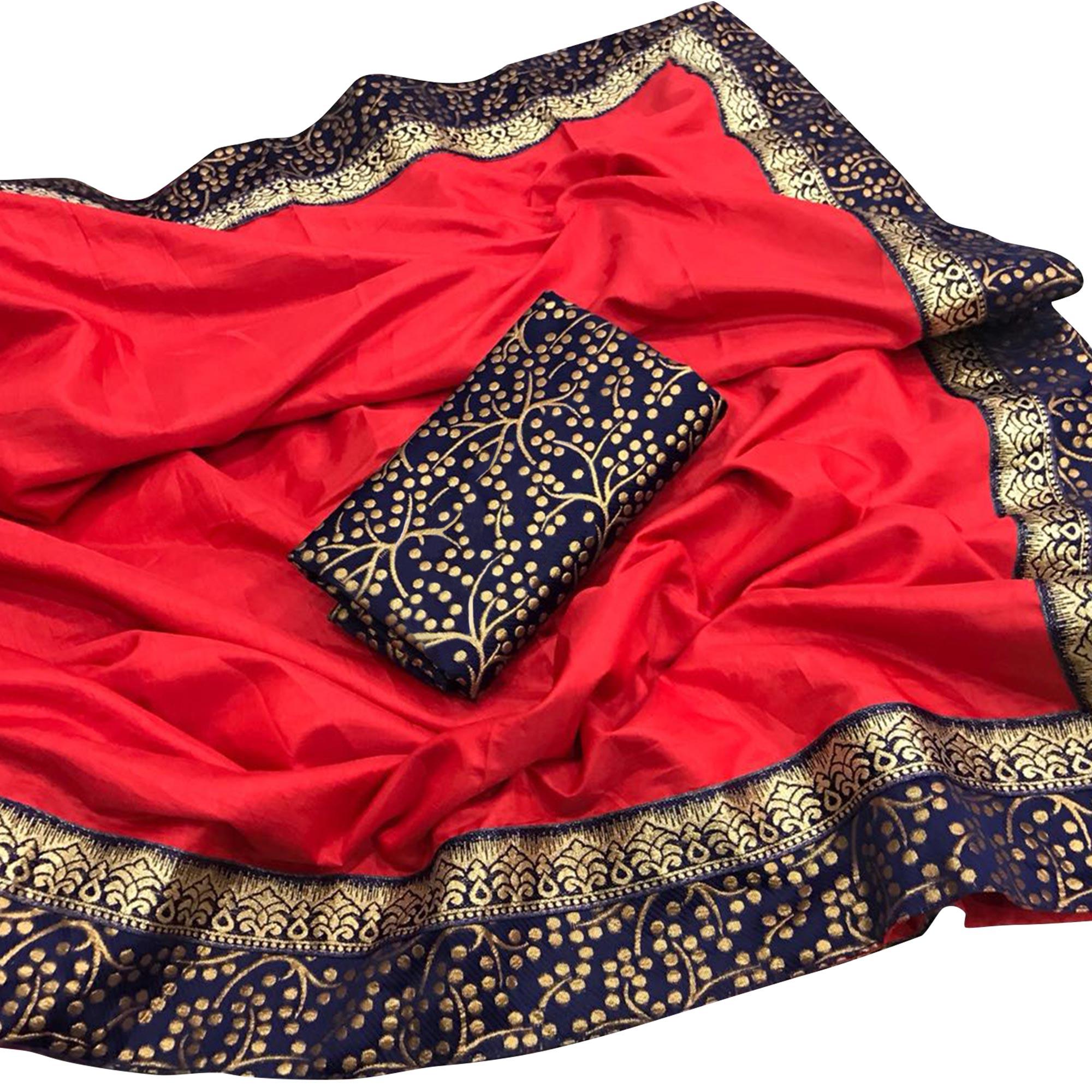 Peachmode Intricate Red Colored Festive Wear Art Silk Saree