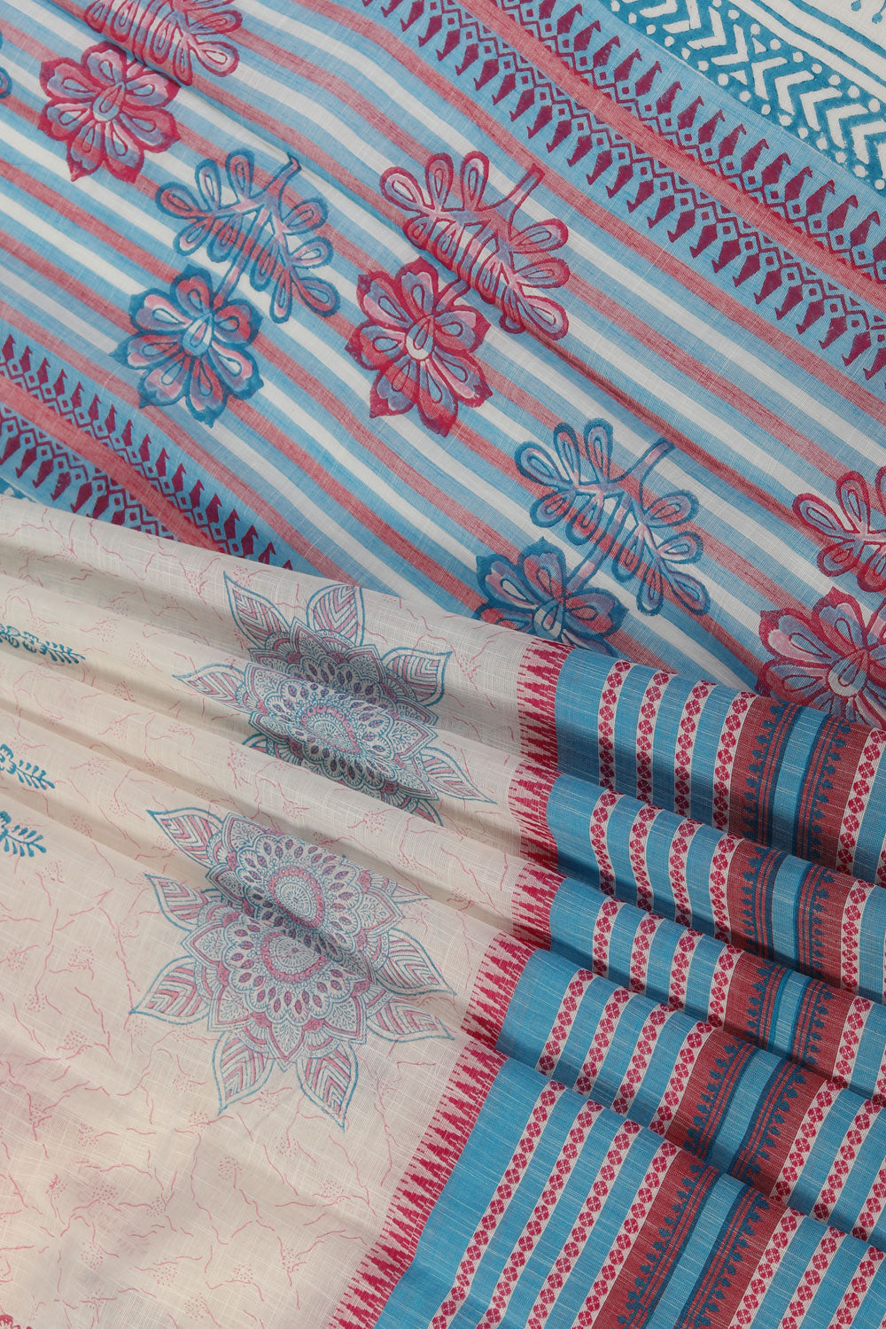 Kalanjali Ethnics Hand block printed south cotton saree