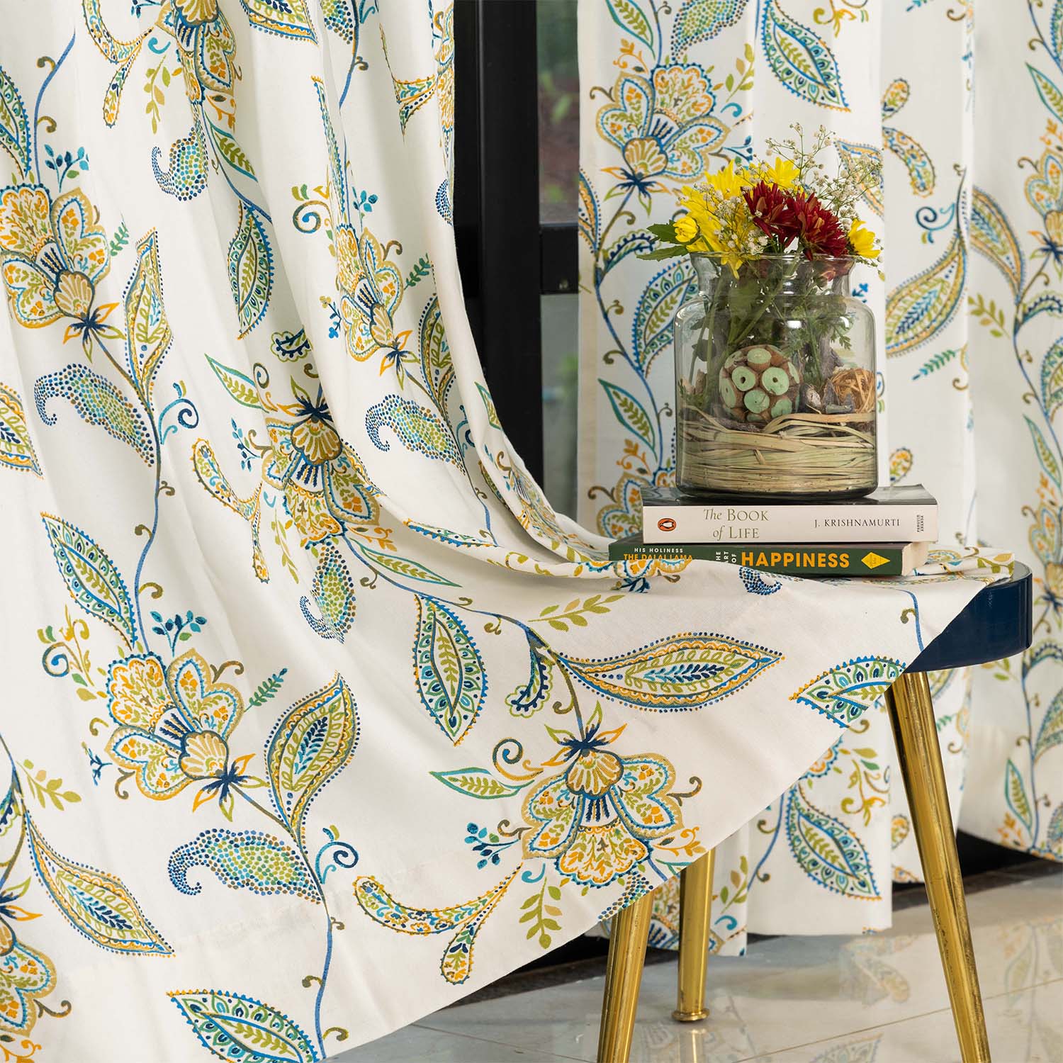 Urban Space -Home Furnishing Store 100% Cotton Curtains for Living Room, Bedroom curtains - Pack of 2 curtains, Iris Blue - view 4