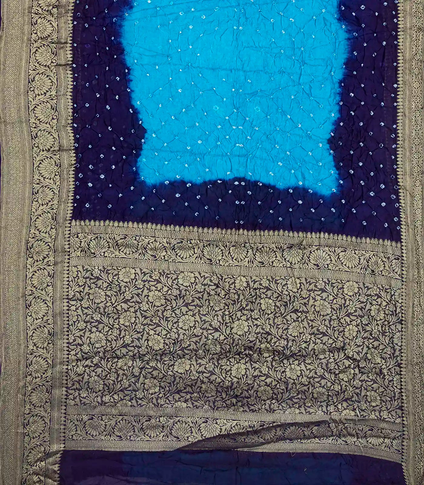 RmKV Light Blue Woven Blended Bandhej Saree With Floral Motifs-Light Blue - view 2