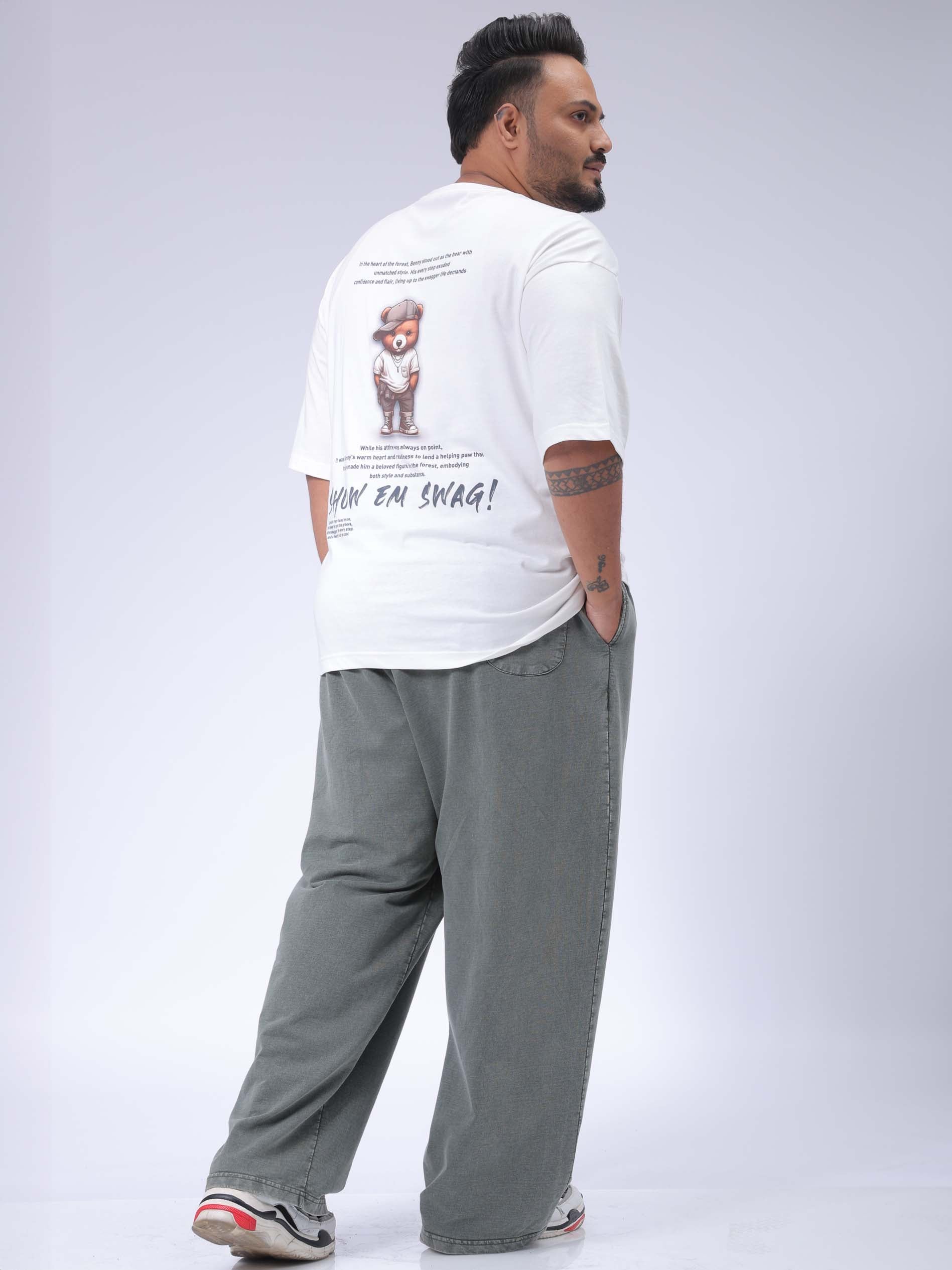 HARDSODA Men's Plus Size White Relaxed Fit Back Printed T-Shirt - view 4