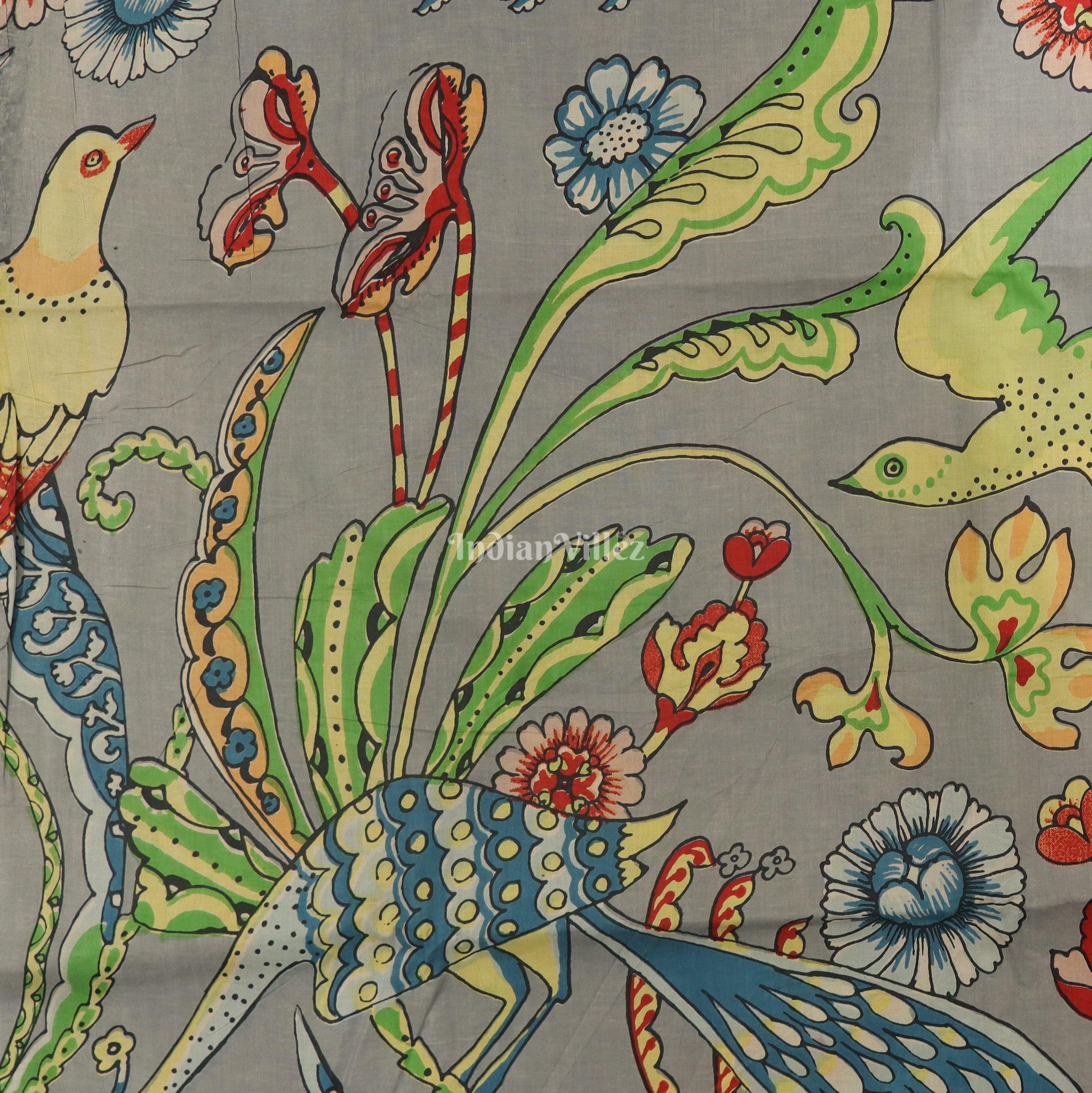 IndianVillèz Waterbirds Theme Hand Block Printed Cotton Fabric - view 2