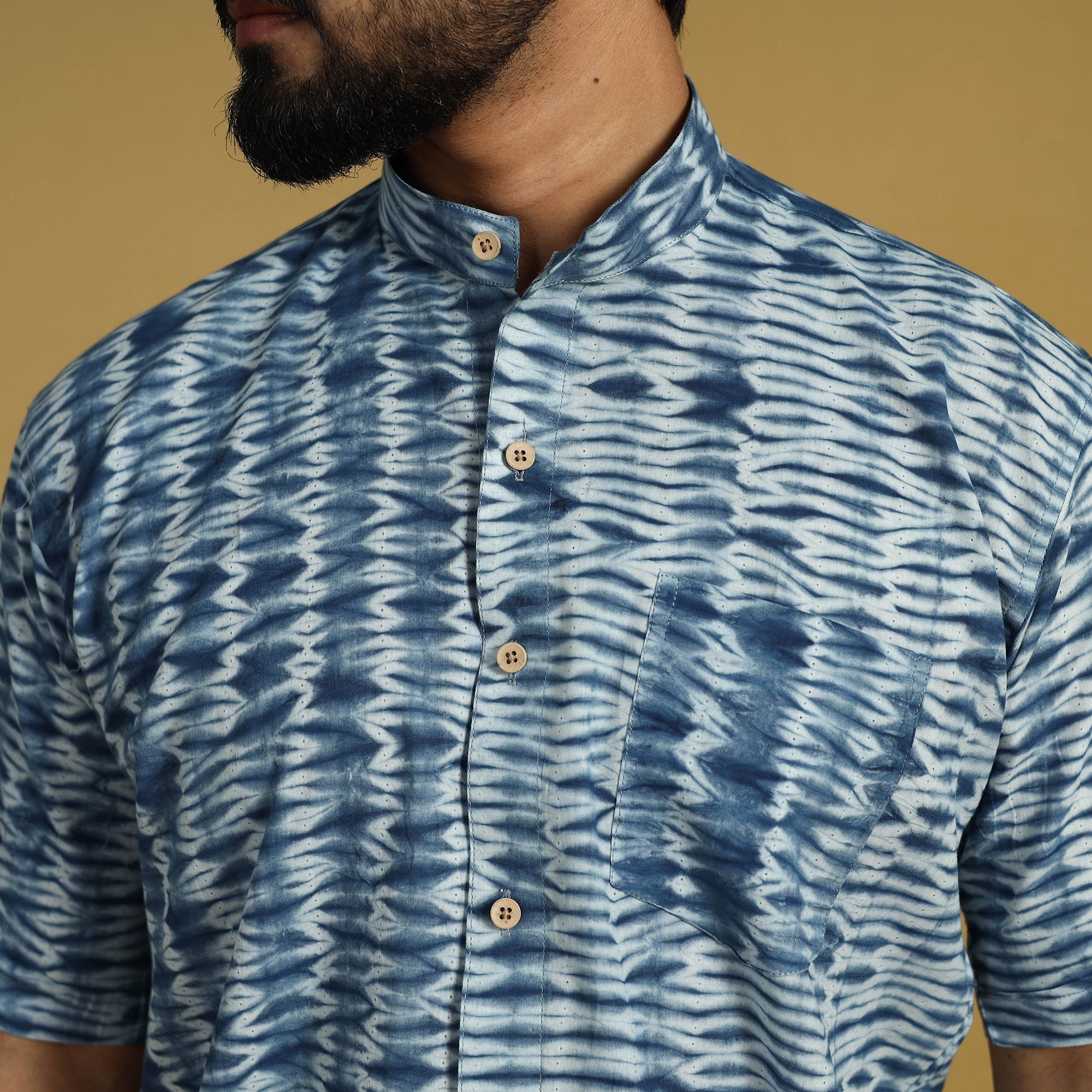 ITOKRI CASUALS Blue - Half Sleeve Tie & Dye Cotton Men Shibori Shirt 08 - view 3