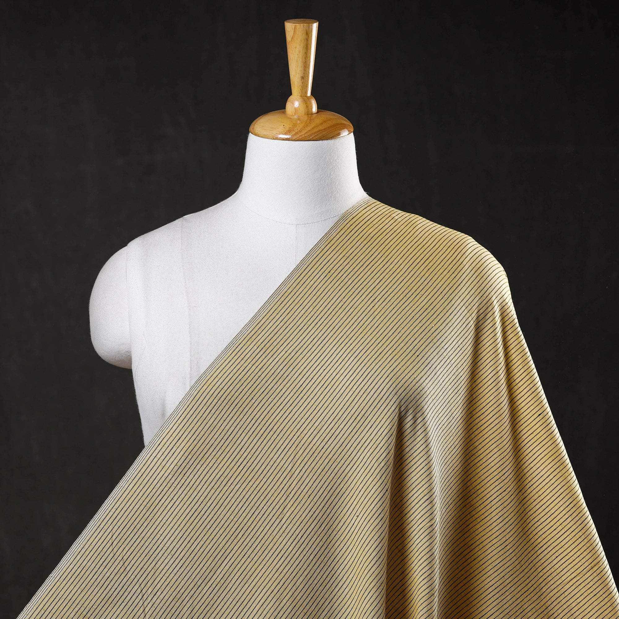 AMAN TRUST - BARAGAON WEAVES Brown - Baragaon Pre Washed Handloom Striped Cotton Fabric