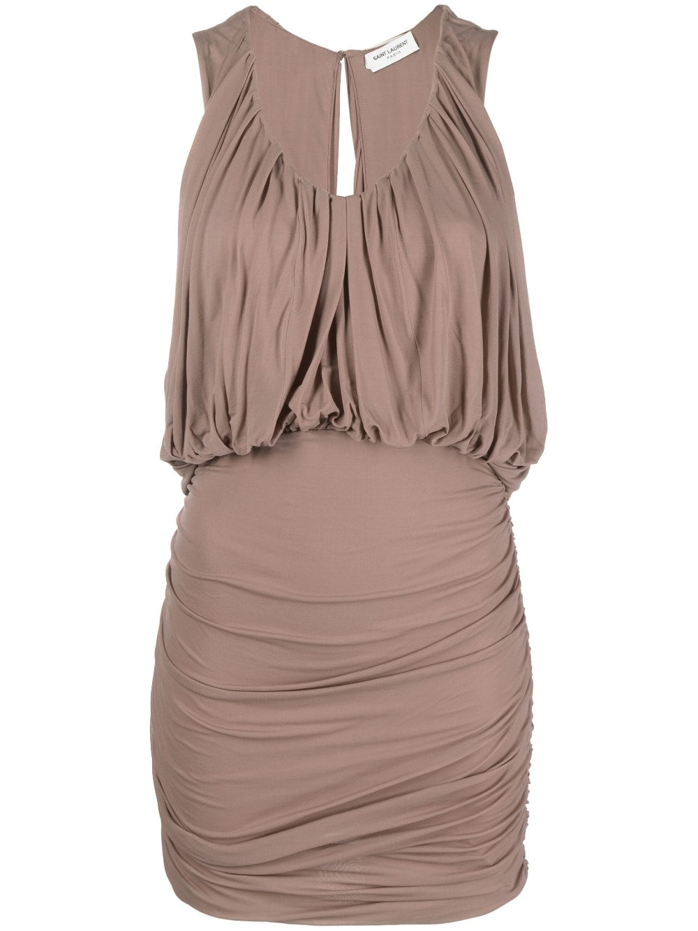 Saint Laurent Sleeveless Draped Minidress – Cupro 100%