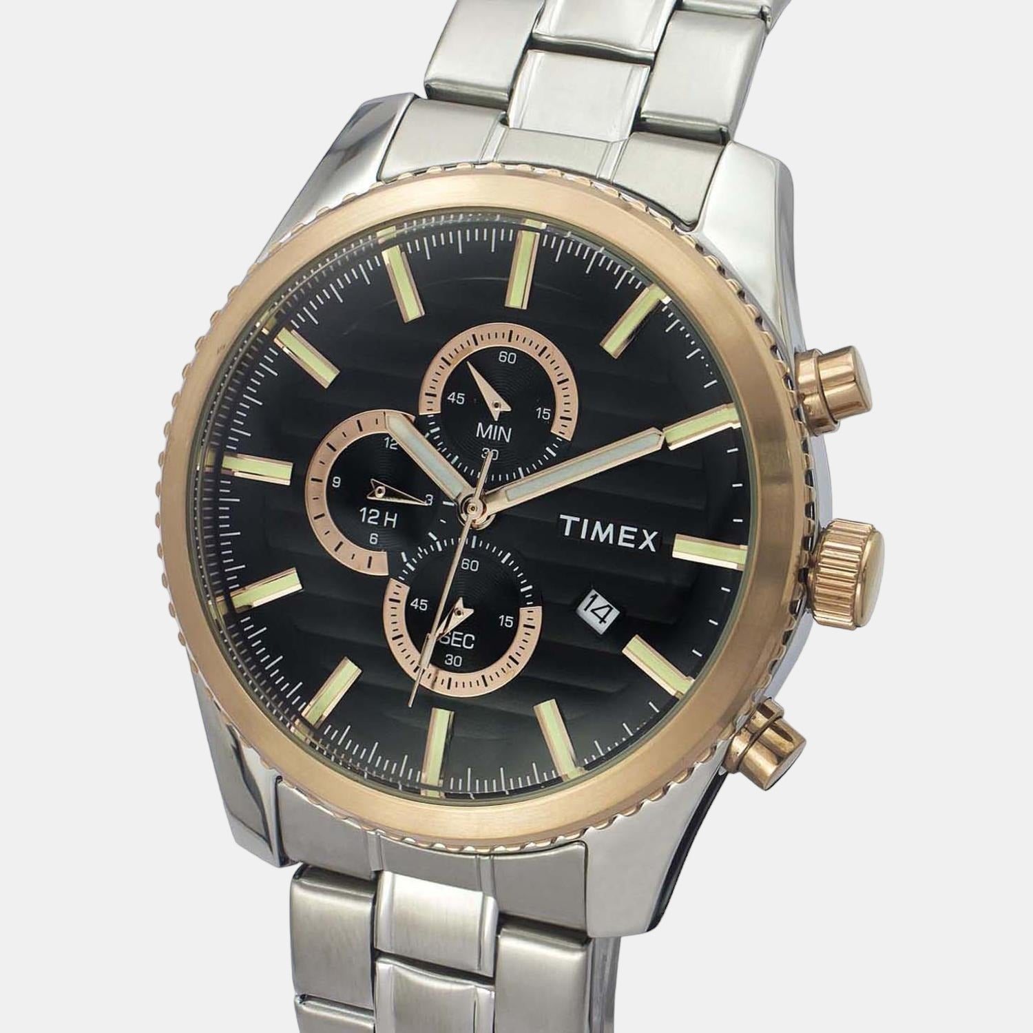 Timex Fashion Men Quartz Black Dial Chronograph Stainless Steel Watch TWEG19504 - view 5