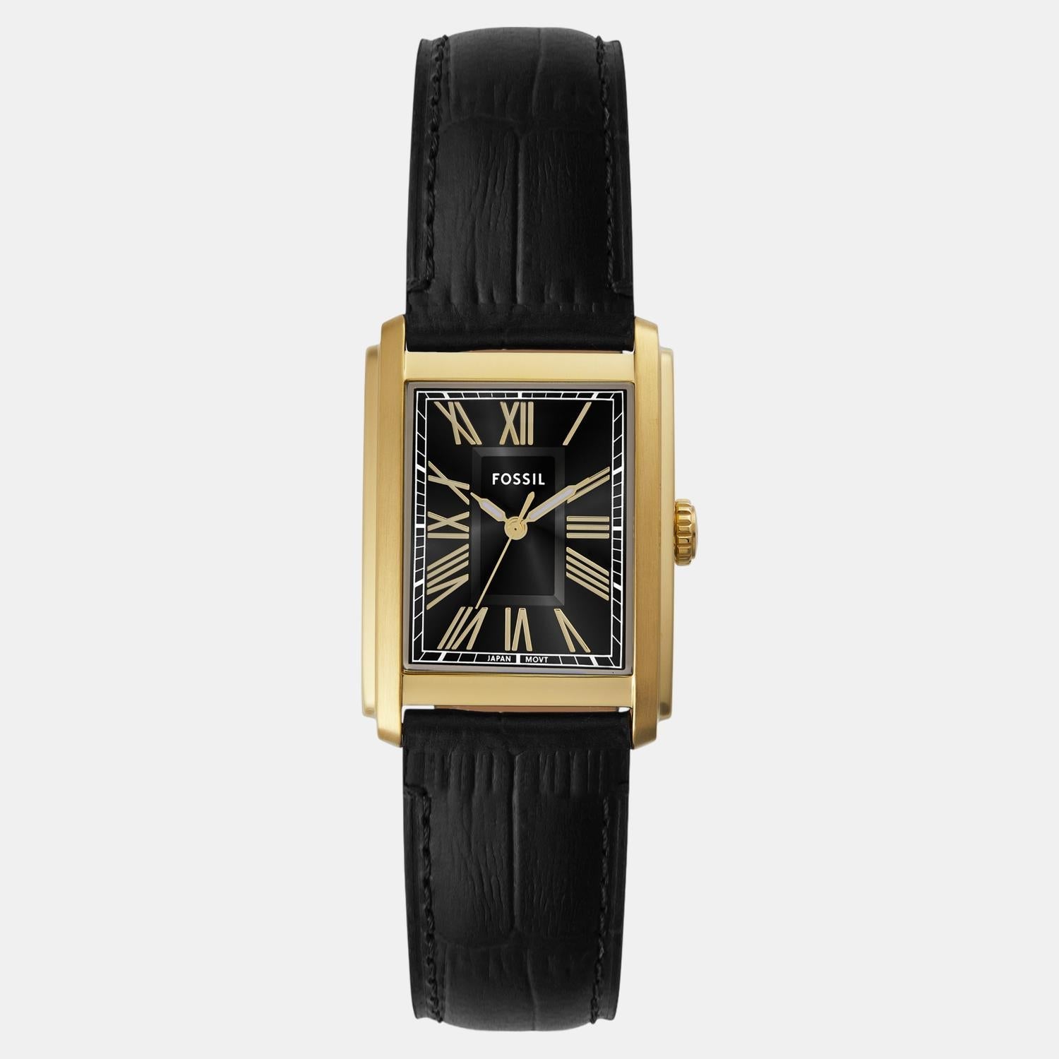 Fossil Carraway Men Quartz Black Dial Analog Leather Watch FS6091