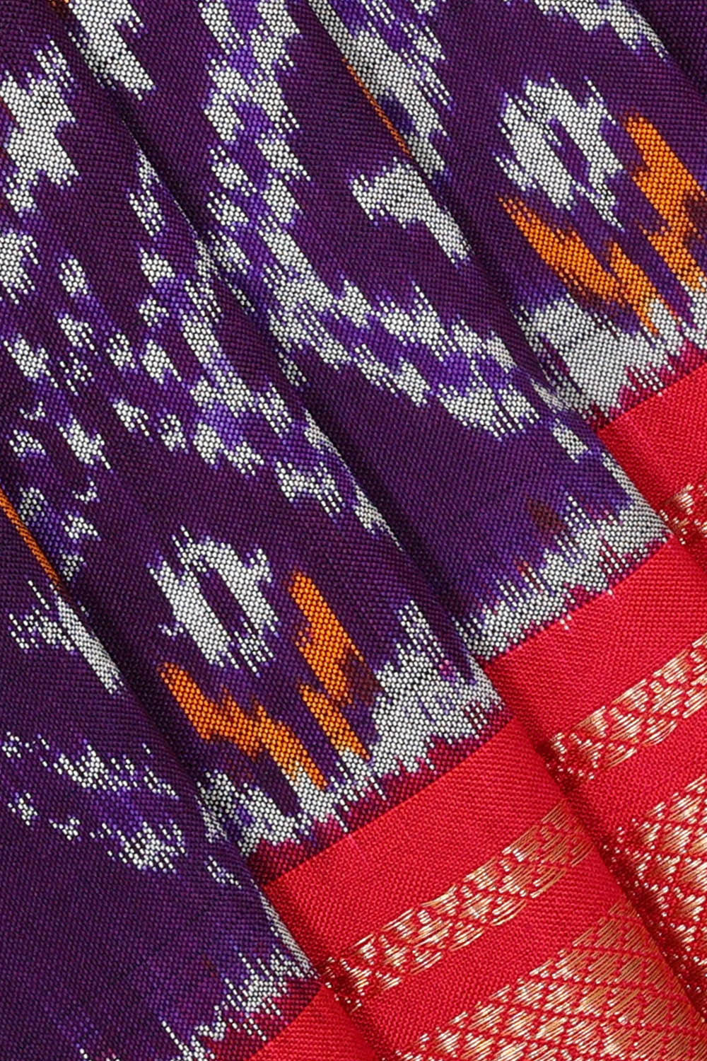 Kalanjali Ikat Silk Violet Saree – Women's - view 2